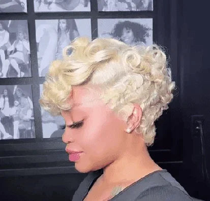 BAISI Perruque Pixie En Couleur 613 ou 60#  blonde  en 100% Cheveux Humains
