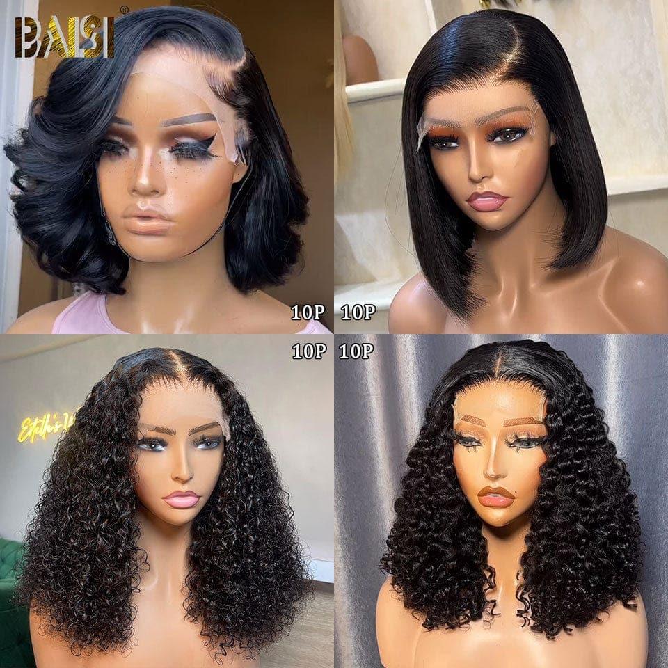BAISI 4 BOB Parrucche in veri capelli umani a ciocche indiane brasiliane di buona qualità A 289 Euro o T part lace 18 pollici 149 euro ricci afro 250% densità FR38