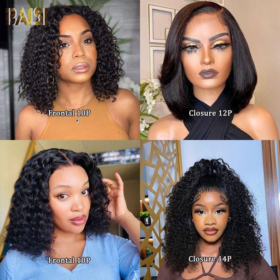 BAISI 4 Perruques bob 409€ Noir ou 4X4 lisse 10 pouces en 100% vrais cheveux humains