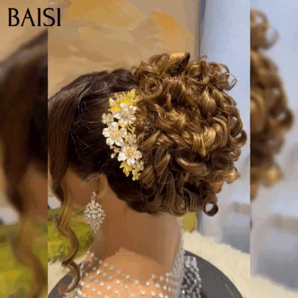 BAISI Coiffure de luxe Josephine Perruques Mariage Prête à porter chignon et personalisation comme sur la vidéo 100% identique avec lace frontale pour mariage ou événement spécial en couleur 1BT27#