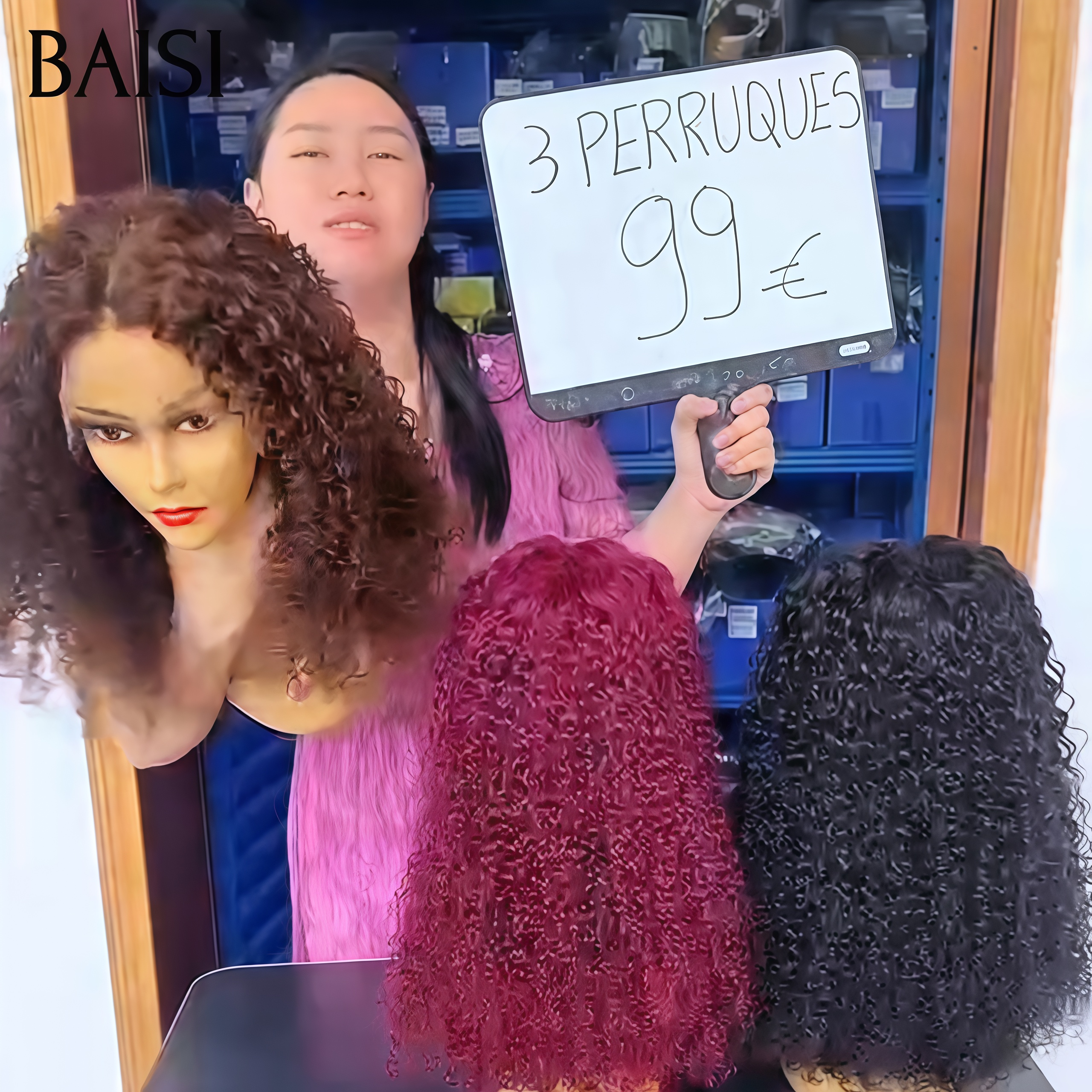 BAISI grande promotion 20 pouce 99€  moitié prix 3 perruques 100% Raw Hair 279€ Prix en Gros 100% humains hair soldes