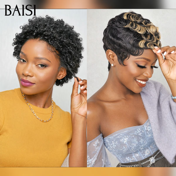 BAISI Achetez 1 + 1 Gratuite = 69€ Sans Colle 2 couleur NOIR et Mixte en 100% vrais cheveux humains code：FR38