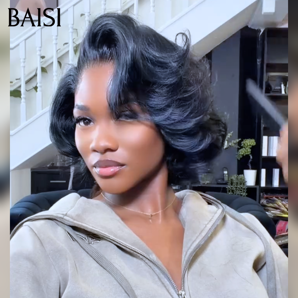 Perruque boucle  wave 66€ en egg wave 10 pouces 79€  Moitié prix produit BOB en couleur  NOIR en 100% Cheveux Humains