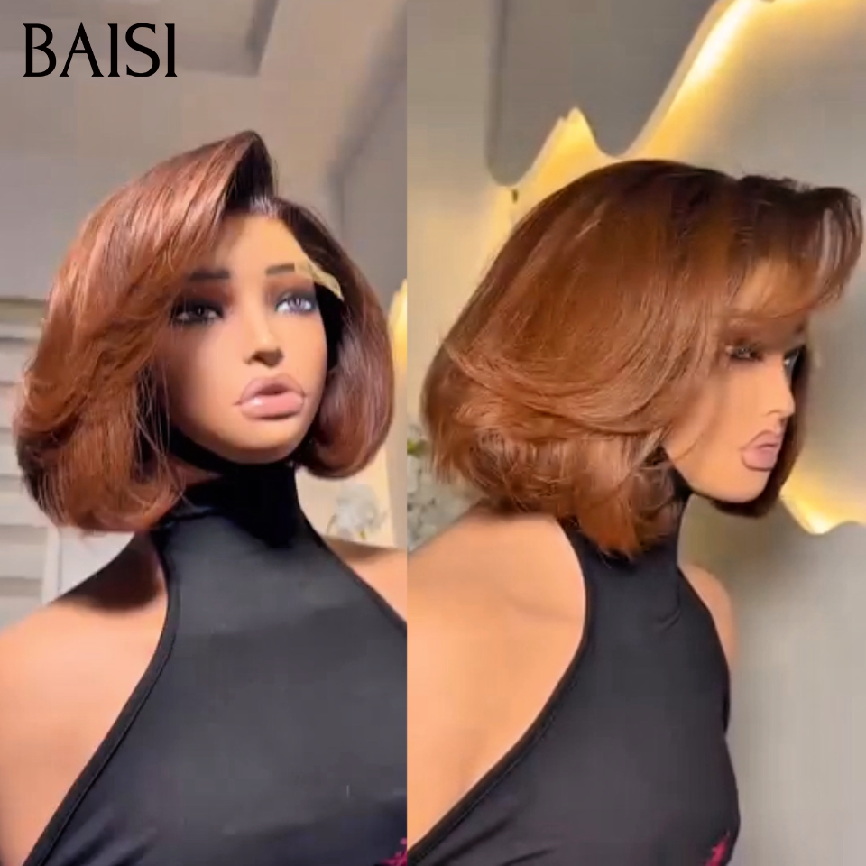 BAISI NOUVELLES ÉTÉ 2026 Perruque bob en couleur Noir mixte Marron 66€  100% Cheveux Humains