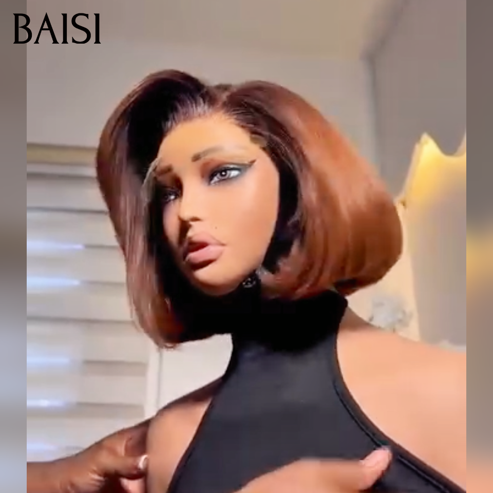 BAISI NOUVELLES ÉTÉ 2026 Perruque bob en couleur Noir mixte Marron 66€  100% Cheveux Humains