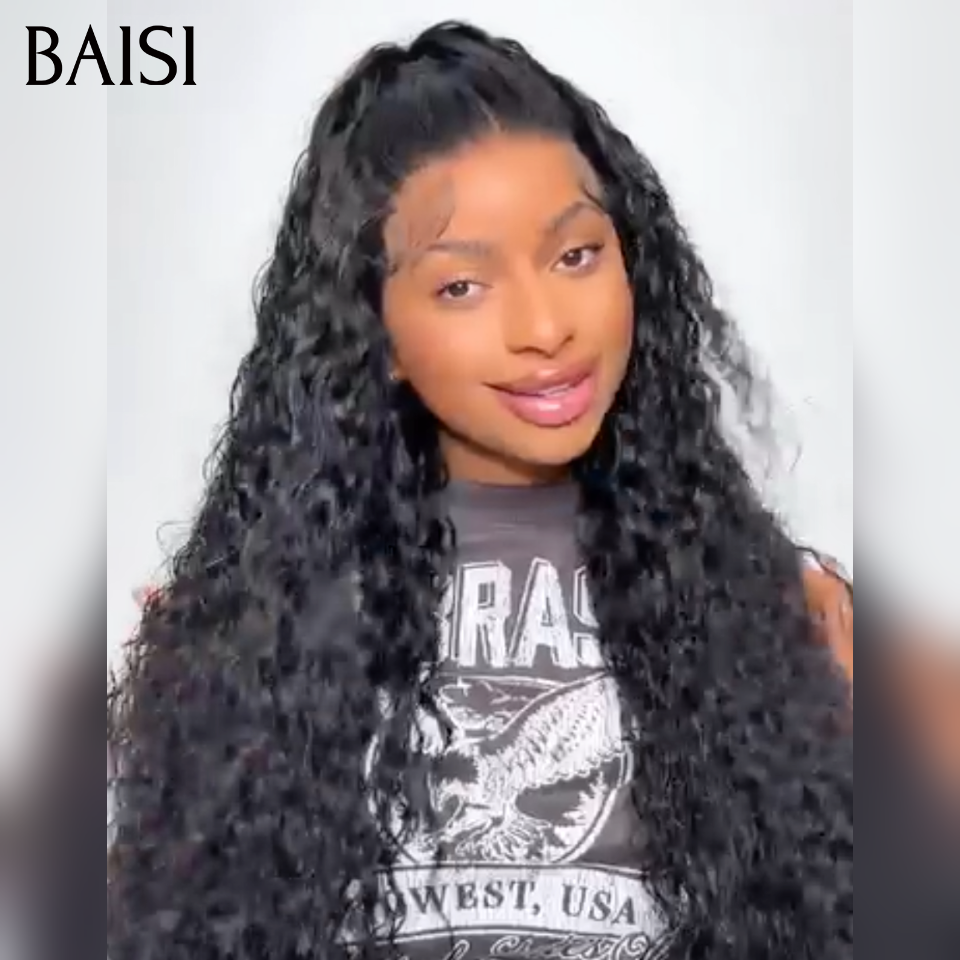 BAISI 13x4 lace frontal Perruque Coiffée  curly wave avec coiffure tressée natte qualité et confort respirant Les prix commencent à 99€ en 100% Cheveux Humains