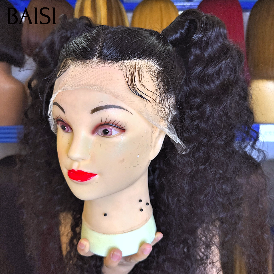 Perruque double queue de cheval jeune Coiffure déjà faites 13x4 lace frontal Perruque avec coiffure natte curly  wave en 100% Cheveux Humains