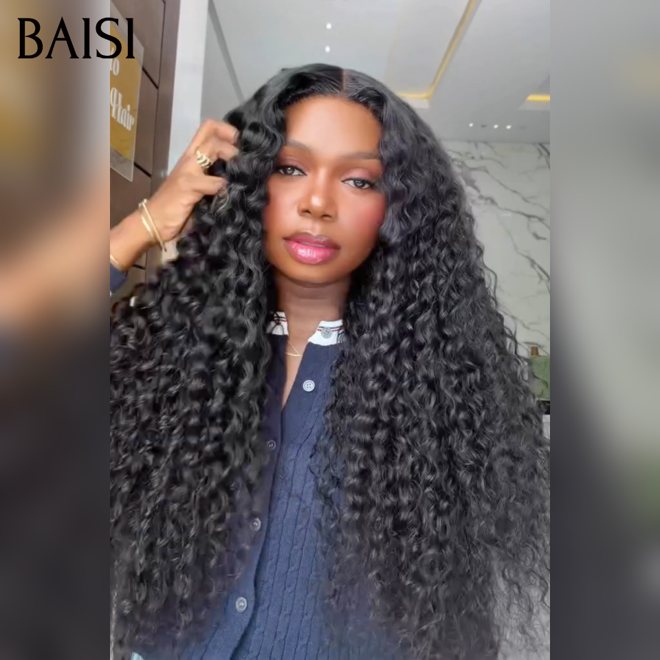 BAISI Peruca Frontal Encaracolada metade do preço 88€ 300% densidade em 100% cabelo humano