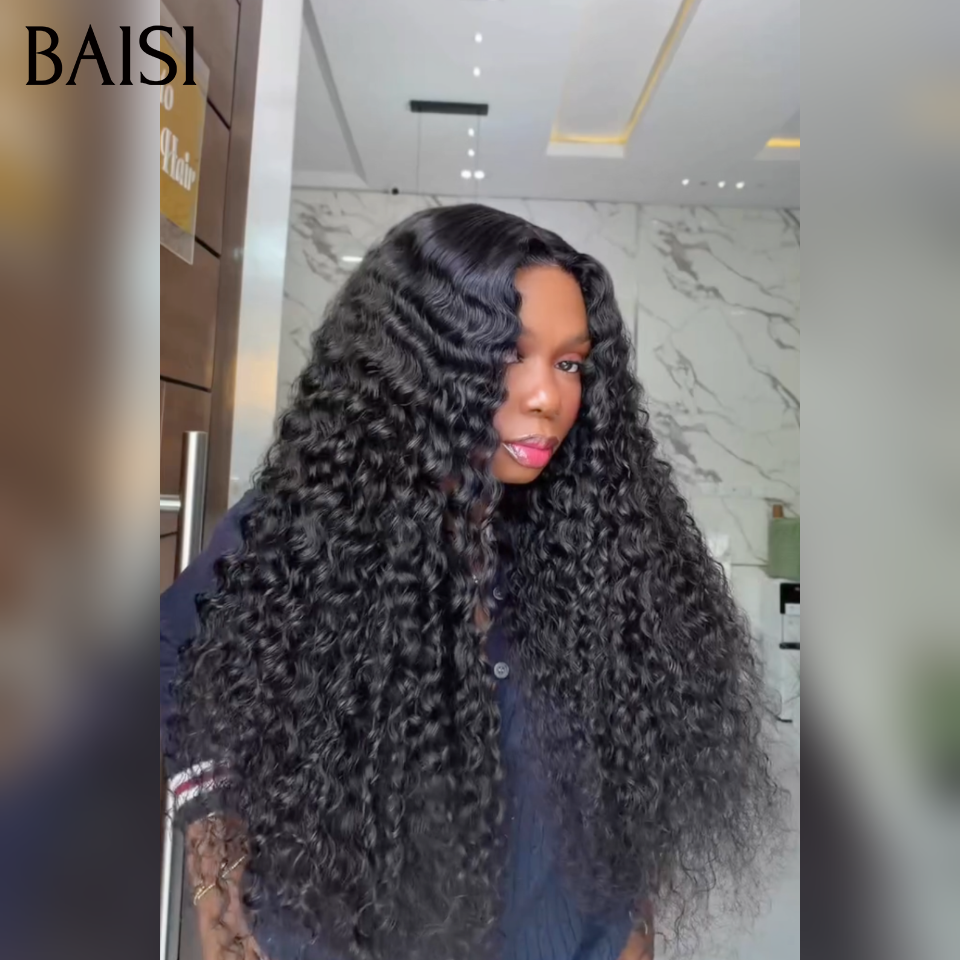 BAISI Peruca Frontal Encaracolada metade do preço 88€ 300% densidade em 100% cabelo humano