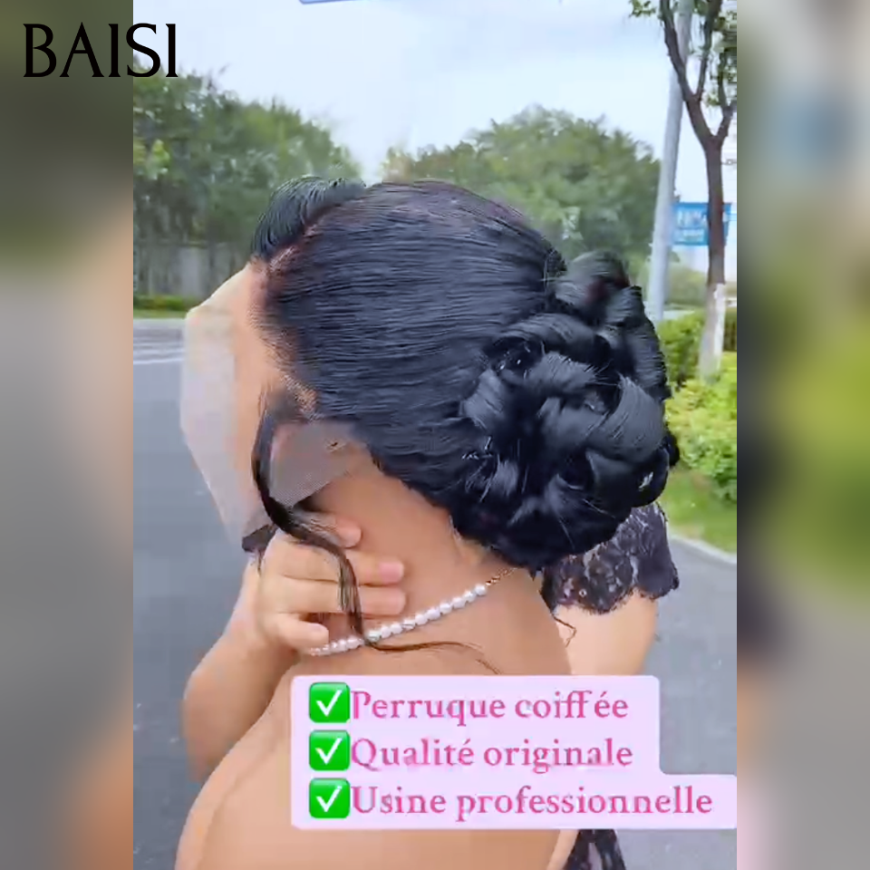BAISI  13x4 Lace frontal Perruques coiffée Qualite originale Peut être porté directement Personnalisable en fonction de la vidéo Convient pour les mariages et autres occasions Usine professionnelle En 100% cheveux humains