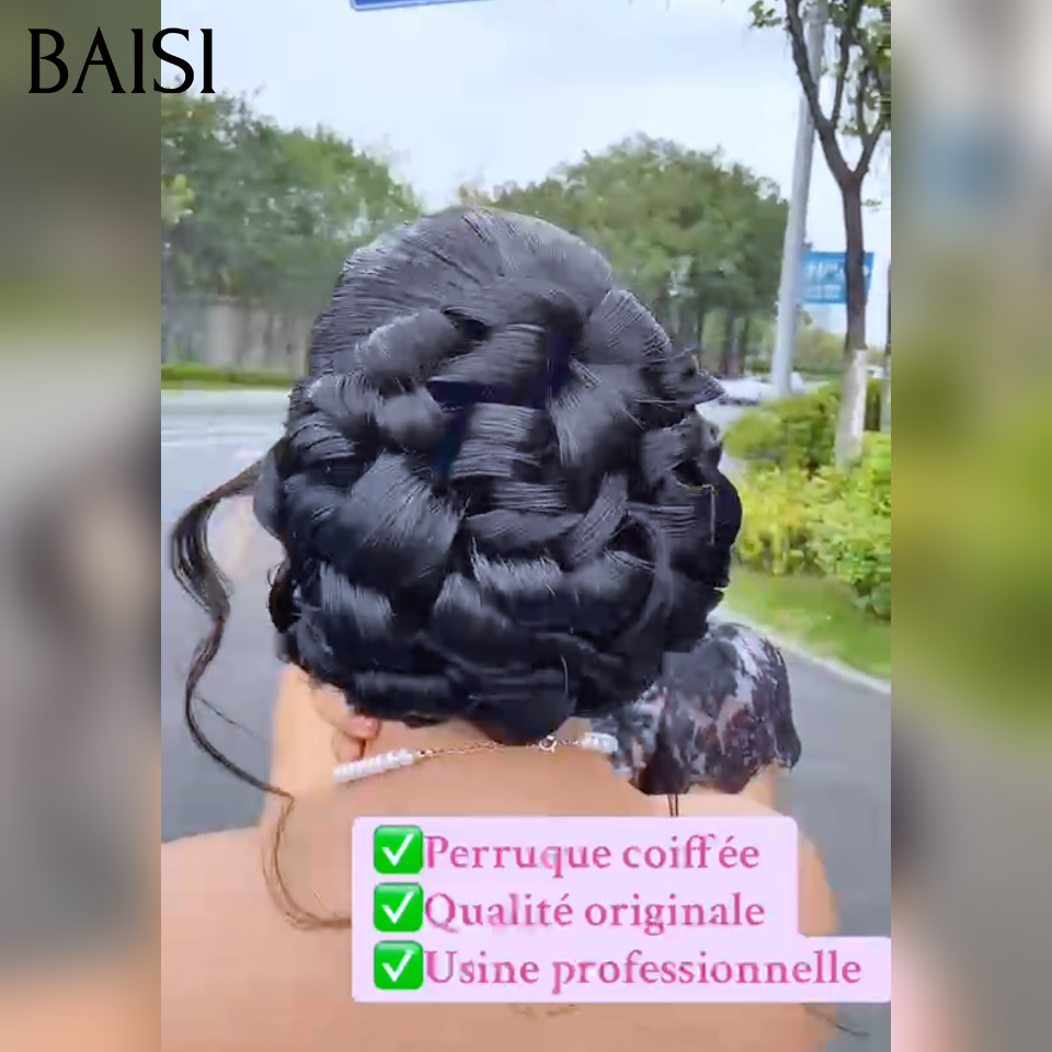 BAISI  13x4 Lace frontal Perruques coiffée Qualite originale Peut être porté directement Personnalisable en fonction de la vidéo Convient pour les mariages et autres occasions Usine professionnelle En 100% cheveux humains