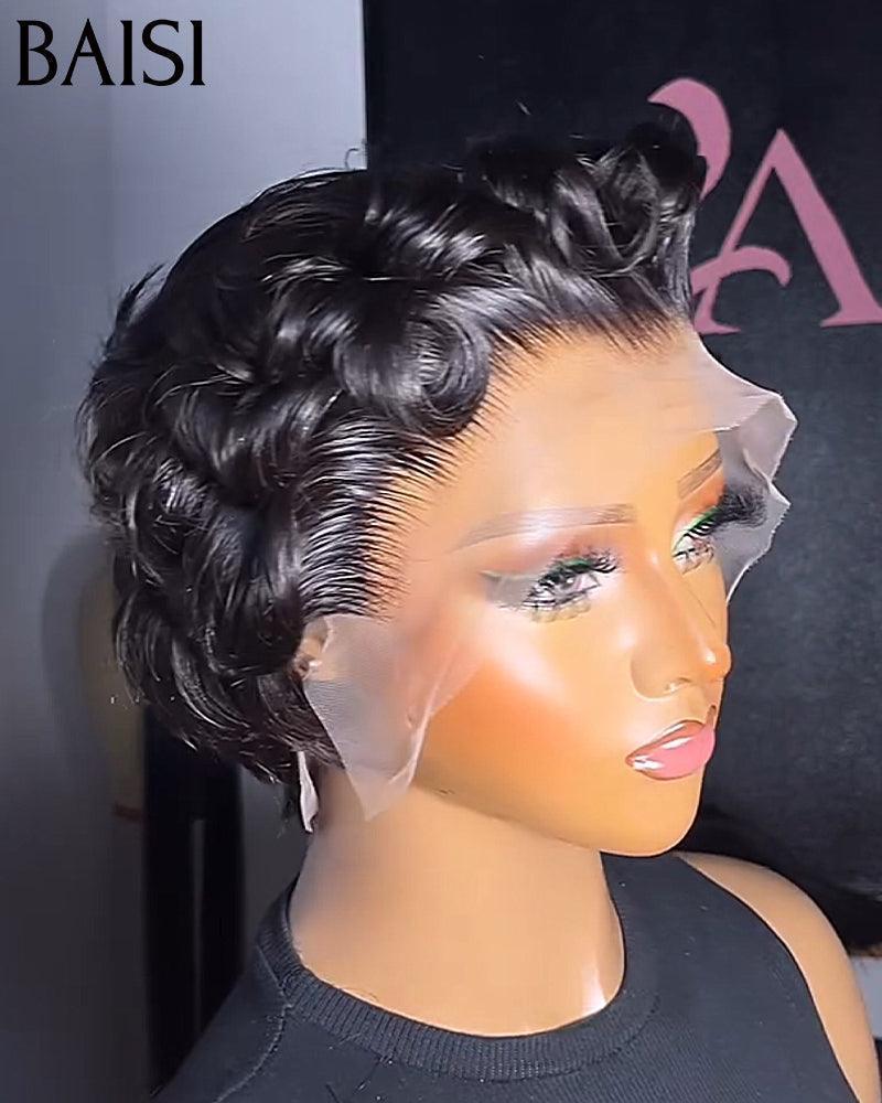 BAISI Natal PROMO 69€ Pixie Onda Frontal 13x4 renda Cores preto 100% idêntico à foto