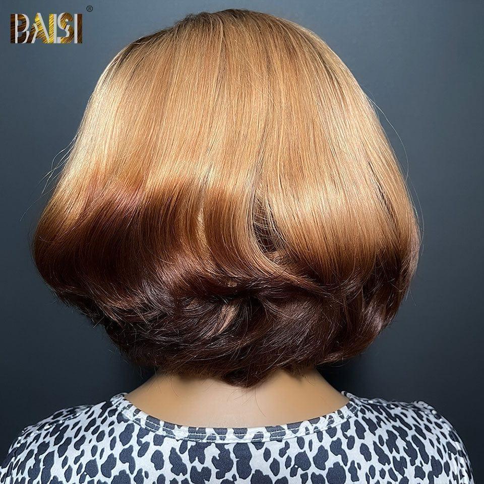 BAISI  Perruque Lisse bob Coupe personnalisée 10 pouces 98€ Pré-plucked Pas Besoin de Colle en 100% Raw Hair Lace déjà couper 300% densité plus de 20 ans d' utilisations FR38