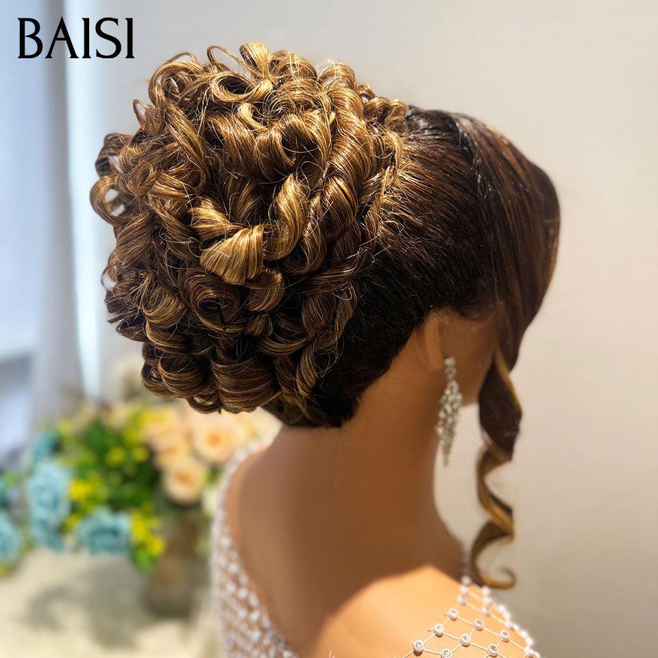 BAISI Coiffure de luxe Josephine Perruques Mariage Prête à porter chignon et personalisation comme sur la vidéo 100% identique avec lace frontale pour mariage ou événement spécial en couleur 1BT27#
