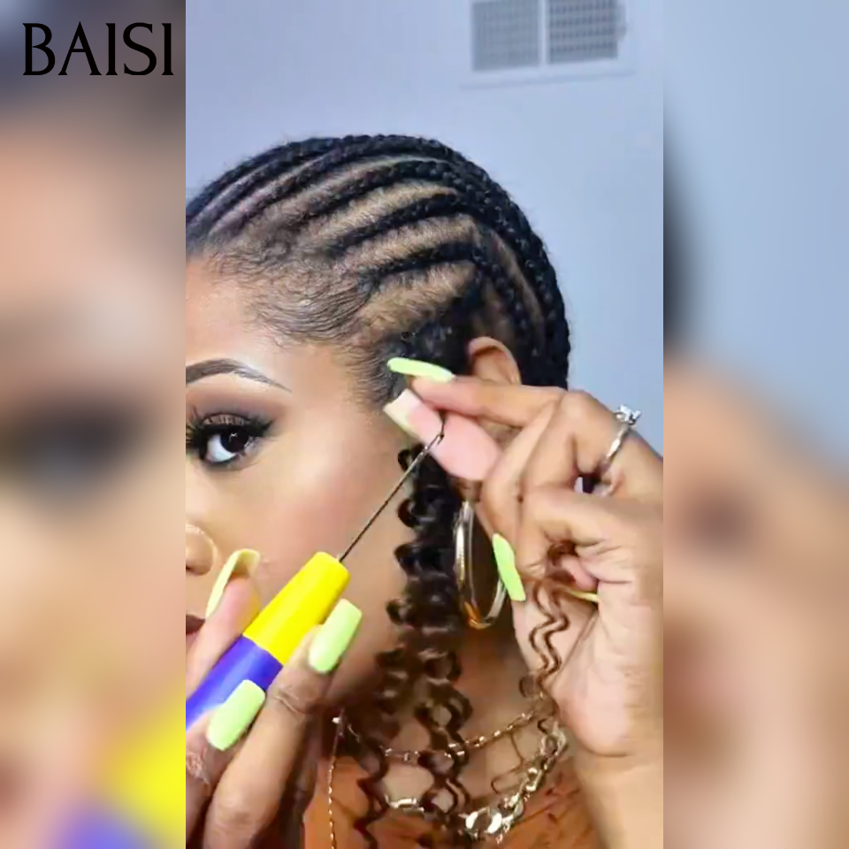 Nouvelles tendances Extensions de Cheveux Humain Plume Double Tête Style Crochet Hair Sans Colle curly Wave marron 100% Naturel Invisible & Confort, Garantie 20 ans
