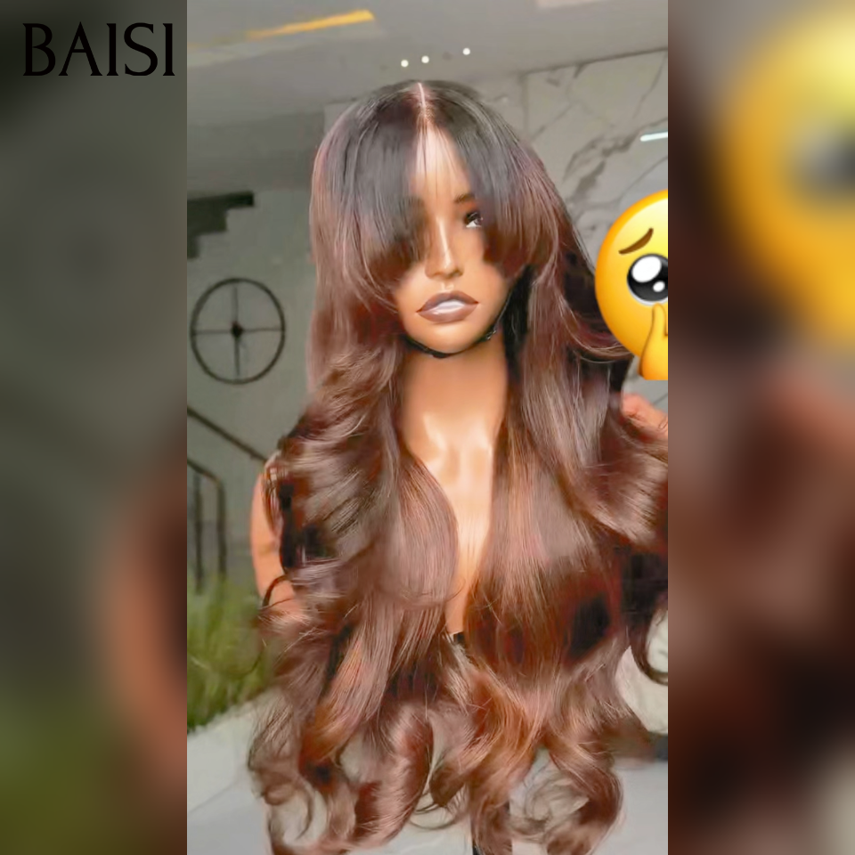 Nouveau produit Moitié prix 13x4 lace frontal Perruque Body wave avec Frange PROMO en couleur Marron 1BT4# en 100% Cheveux Humains