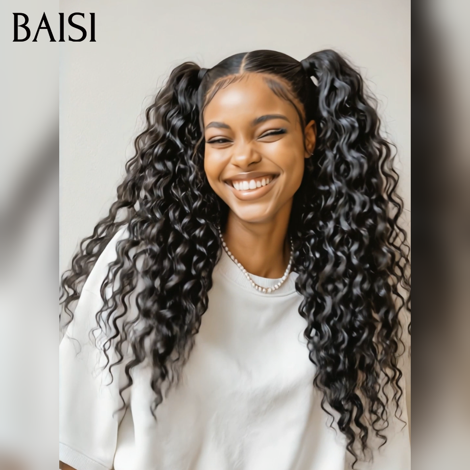 13x4 lace frontal Perruque Coiffeuse Professionelle en chignon bun deep wave  169€ en couleur NOIR 100% Cheveux Humains
