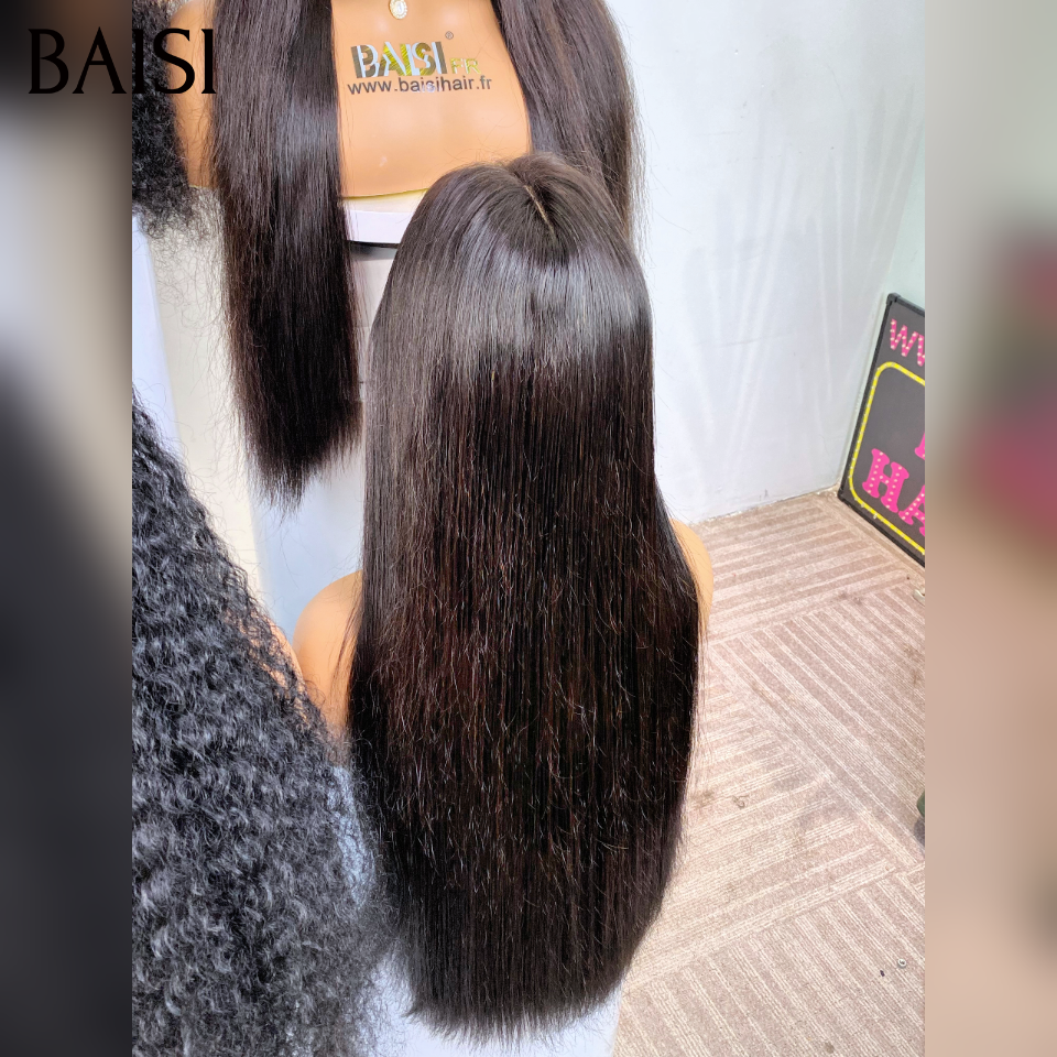BAISI Stock Limité 2 perruques  200€ 13x4 frontale human hair Perruque curly wave 22 Pouces et lisse 22 Pouces naturel en 100% Cheveux Humains