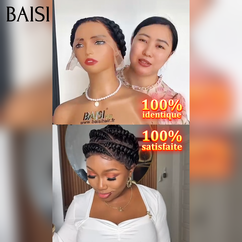 Perruque 100% identique coiffée Chignon de nattes Comme la vidéo 199€ NOIR en 100% Cheveux Humains