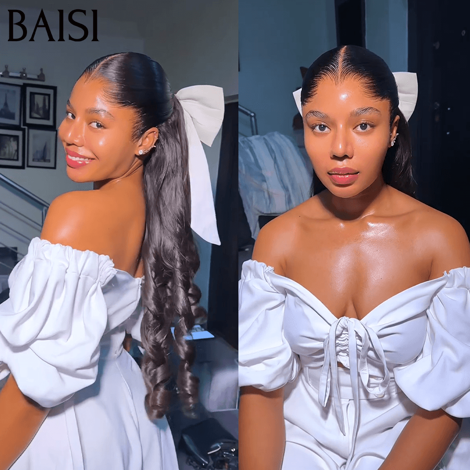 BAISI 13X4 Luxury Natural Wave Wigs 175€ 20 inches in BLACK Color 300% A1 density Made by hair double drawn virgin hair volume in 100% Human Hair BS65