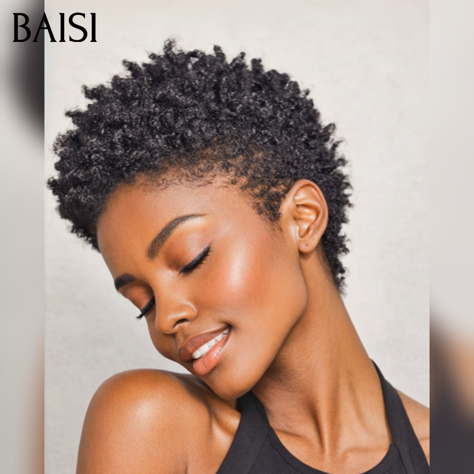 BAISI  Moitié Prix Sans lace afro OFFRE FLASH 39€ 100% Cheveux Humains Fabriqué à la Machine MP50
