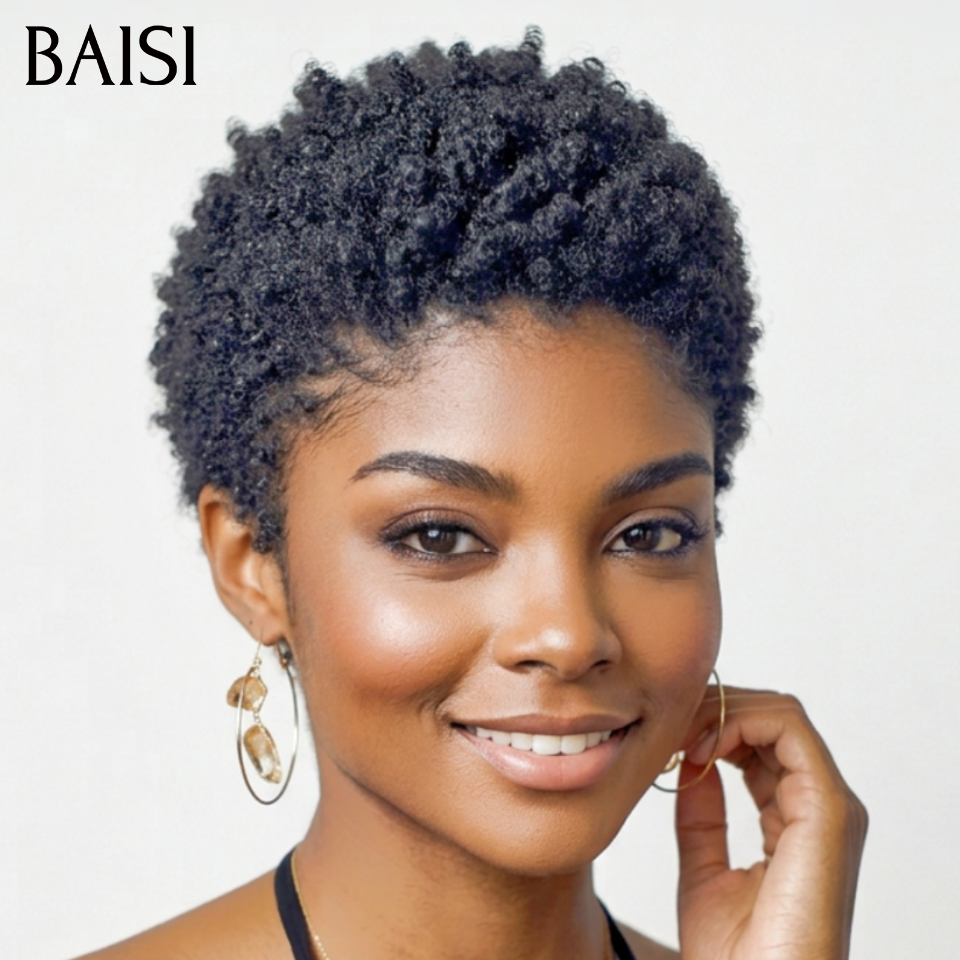 BAISI  Moitié Prix Sans lace afro OFFRE FLASH 39€ 100% Cheveux Humains Fabriqué à la Machine MP50