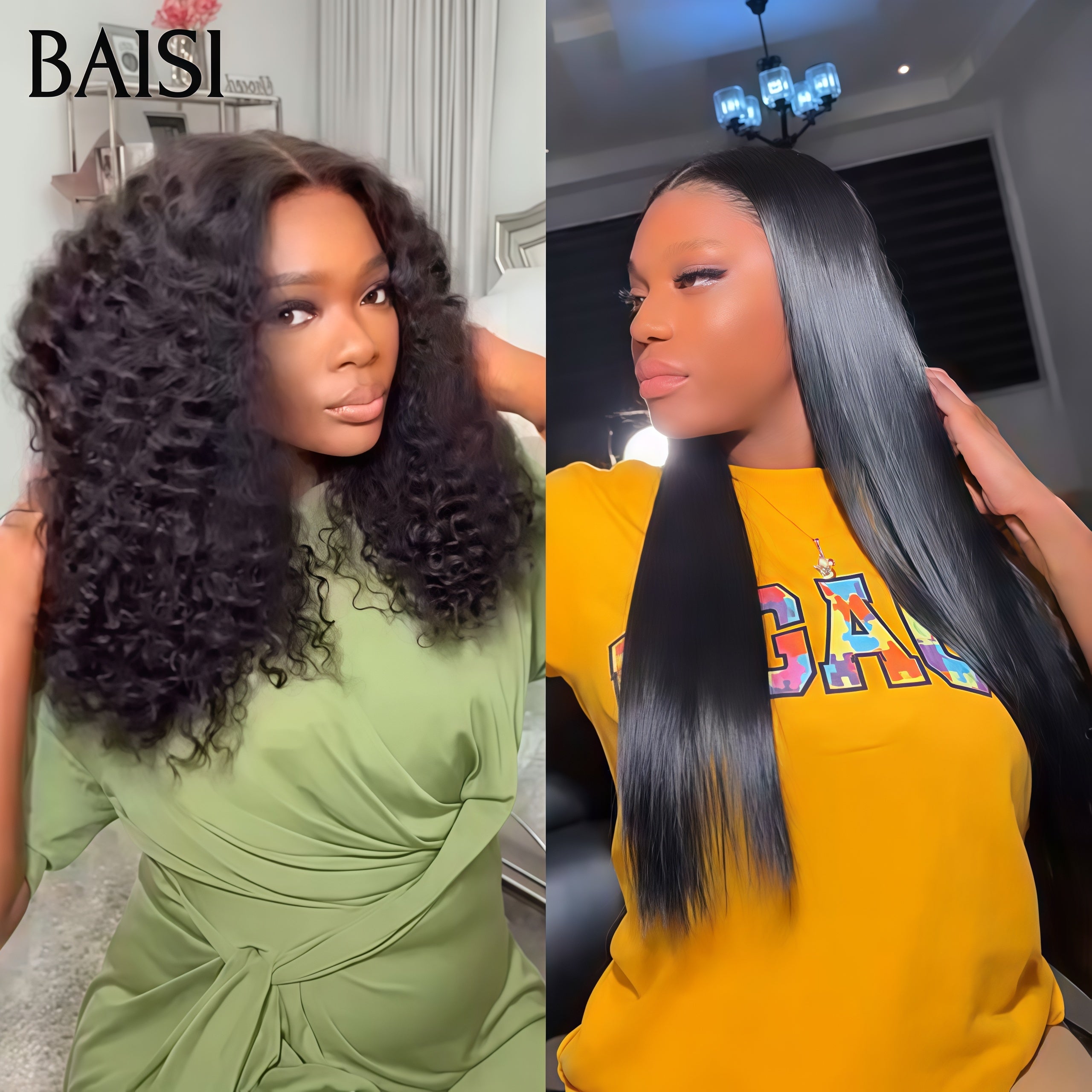 BAISI Compra 1 + 1 Gratis = 169€ CODICE: VIP100 Lace frontal 13x4 liscio e curly wave 18 Pollici in 100% veri capelli umani