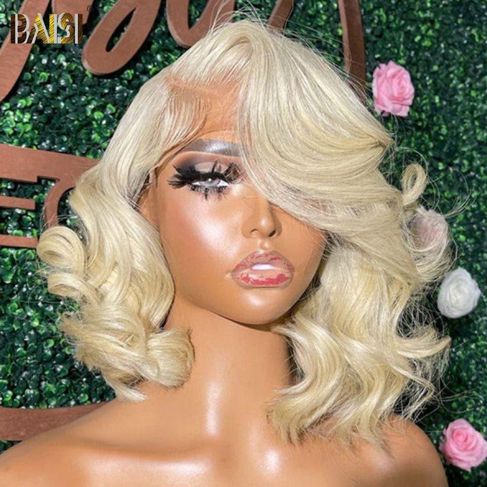 BAISI Perruque 10 pouce Sans Colle Egg wave en noir 88€ ou 4x4 coupe à la mode couleurs blonde #613 wave 8 pouce 200% volume