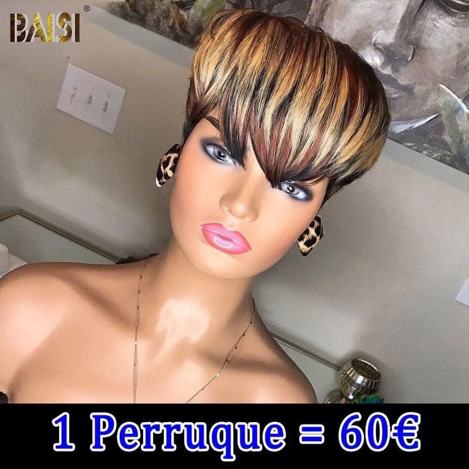BAISI Lot De 3 perruques 89€ et 6 Perruques Abordable 210 Euro En 100% Cheveux Humains