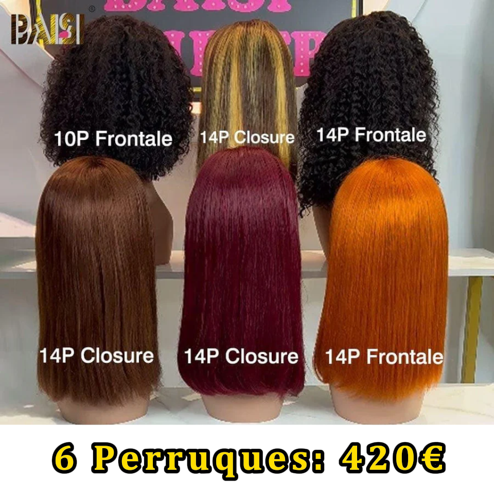 BAISI 6 Perruques en FRANCE 420€ PRIX en promo ou 2 perruques curly et lisse 20 pouces 298€ en 100% vrais cheveux humains