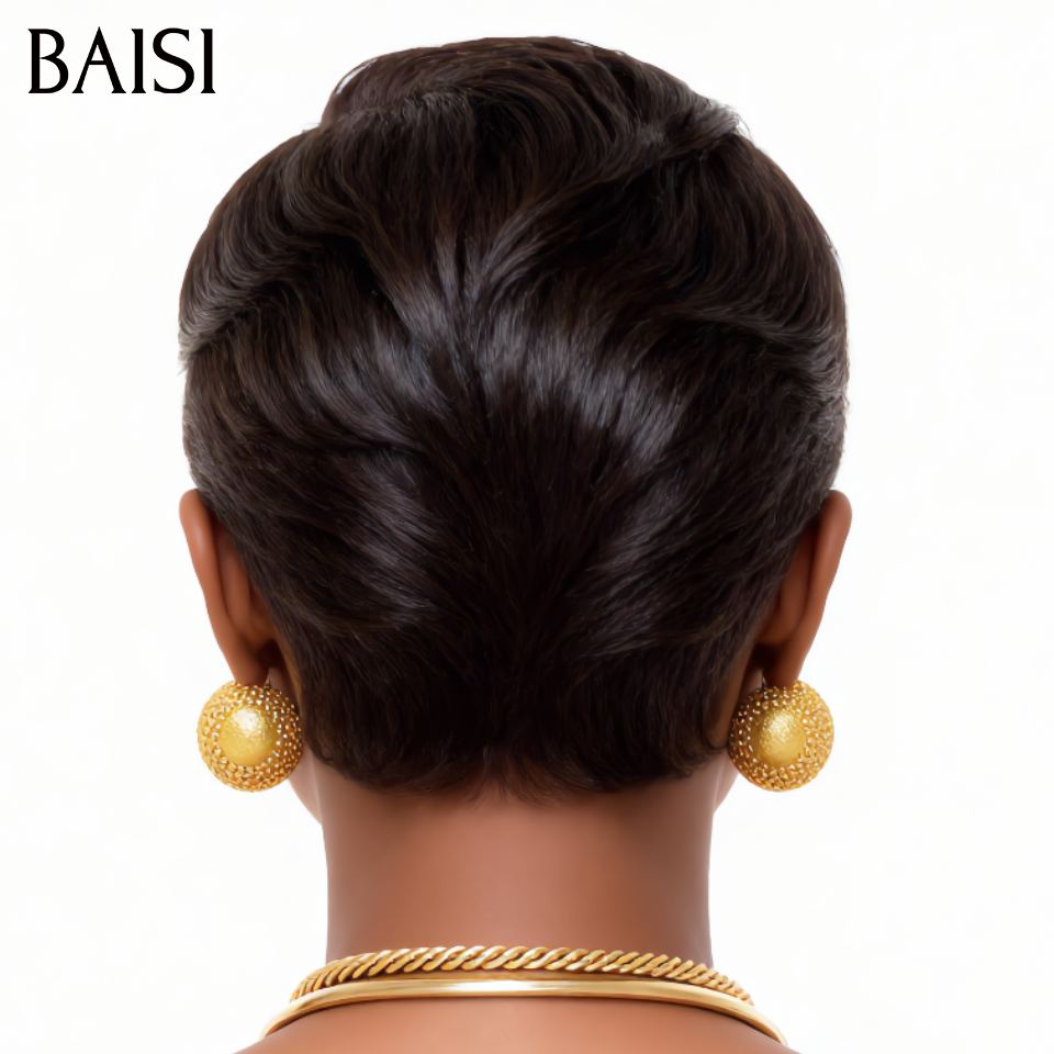 BAISI Perruque Chioma Pixie finger wave 1 achetée + 1 cadeau OFFERT en Promo Couleurs Mixte sans 44€ Colle sans lace En 100% Cheveux Humains FR38