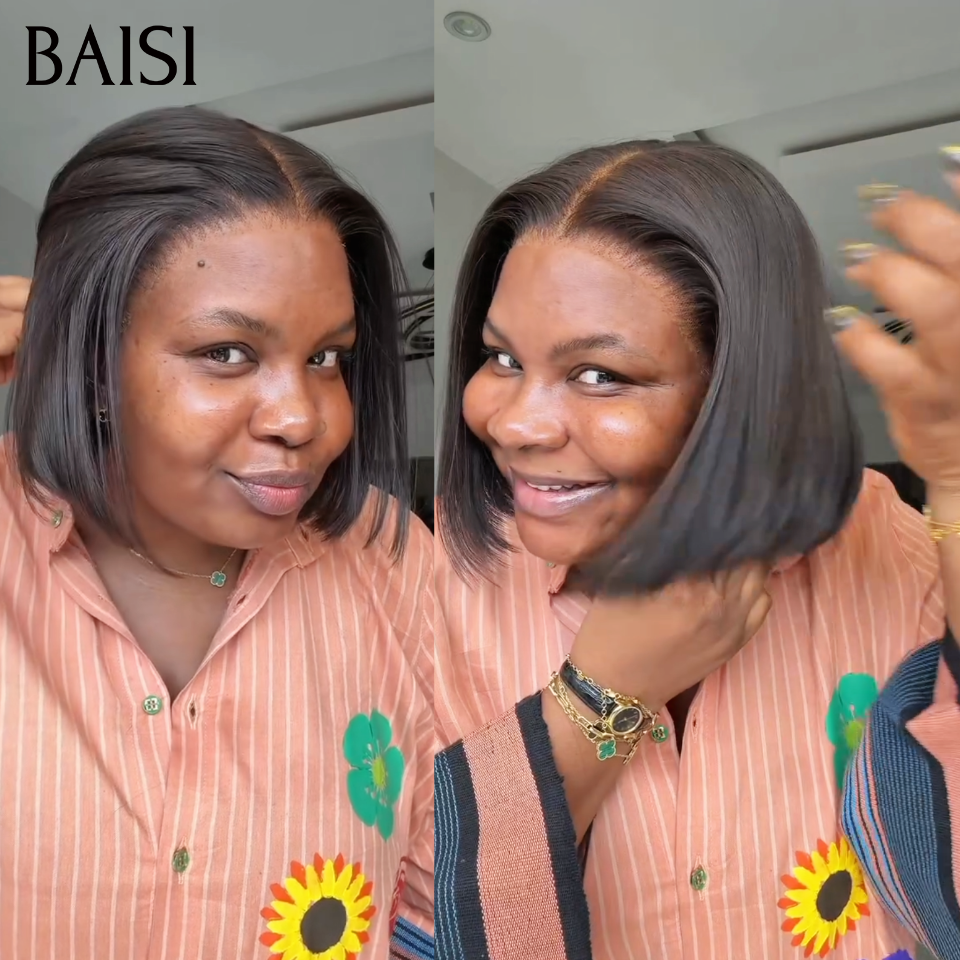 BAISI perruque SDD BONE STRAIGHT 100% Vietnam Hair Lisse 8 pouces 75€ BOB noir de luxe 2x6 lace closure 100% Cheveux Humains
