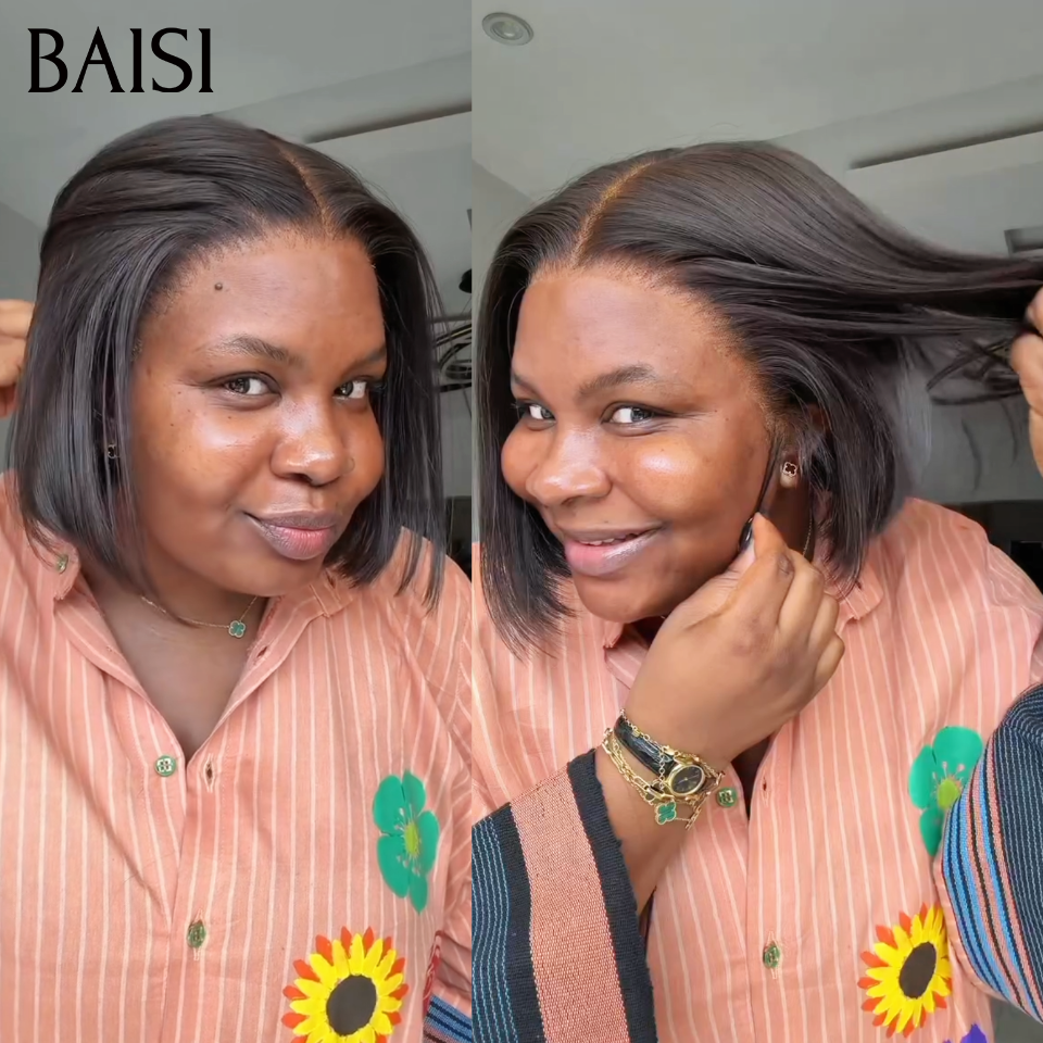 BAISI perruque SDD BONE STRAIGHT 100% Vietnam Hair Lisse 8 pouces 75€ BOB noir de luxe 2x6 lace closure 100% Cheveux Humains