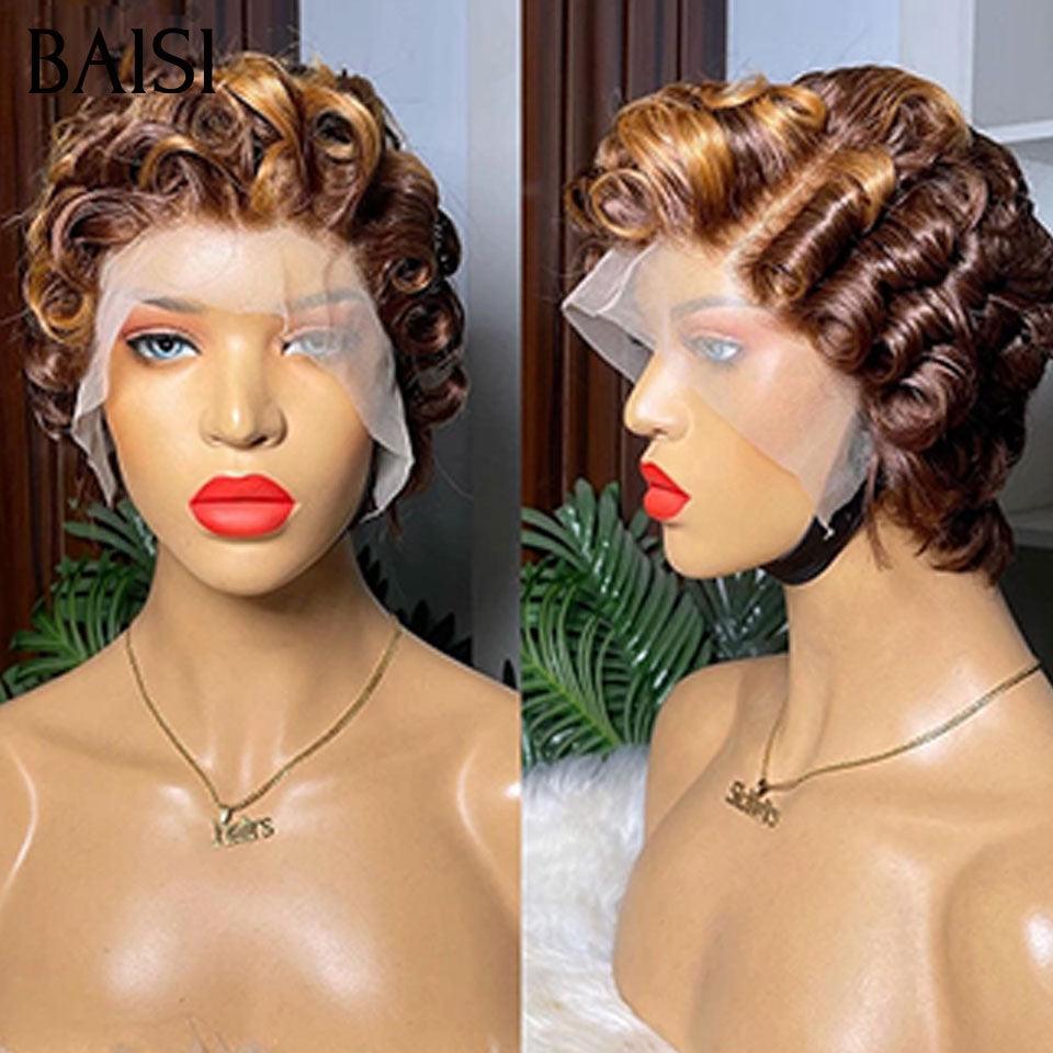 BAISI 3 perruques au choix 120€ ajouter dans le panier un par un au prix d'usine fournisseur coiffure Personnalisée boucle sans colle ou 13X4 lace 9 différentes types de perruques pixie vente en gros pour revendre  (Pas Besoin de Code)