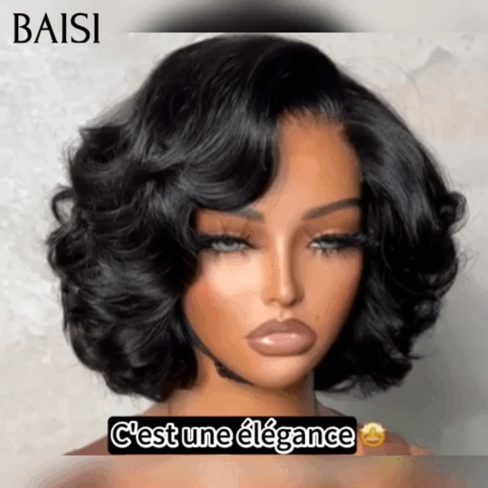 BAISI 5X5 lace Perruque Bouclée Egg Wave  10 Pouces 98€ en 100% Cheveux Humains F-025