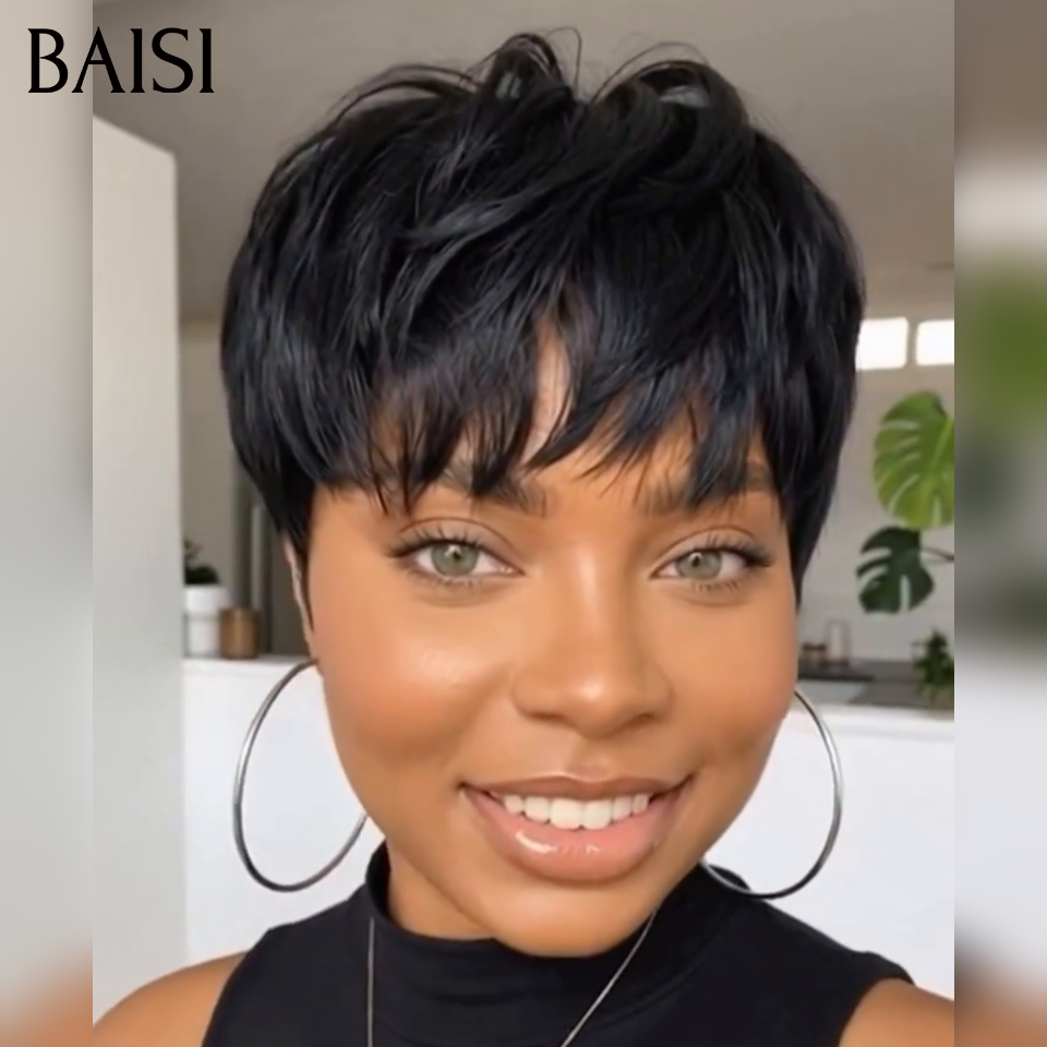BAISI Promotion Achetez pixie + 1 Gratuite 59€ ou Achetez 14 pouce + 1 Gratuite 129€ ou  Achetez 20 pouce + 1 Gratuite 149€ facile à porter en 100% Humain hair