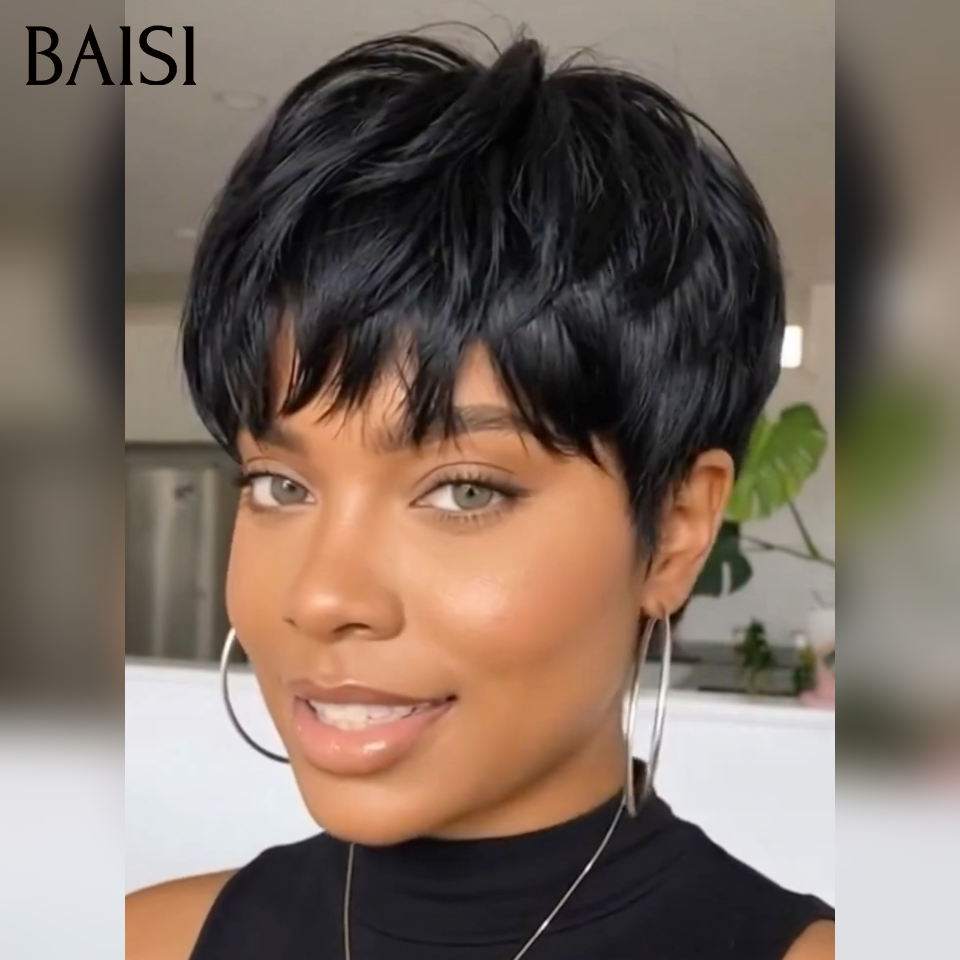 BAISI Promotion Achetez pixie + 1 Gratuite 59€ ou Achetez 14 pouce + 1 Gratuite 129€ ou  Achetez 20 pouce + 1 Gratuite 149€ facile à porter en 100% Humain hair