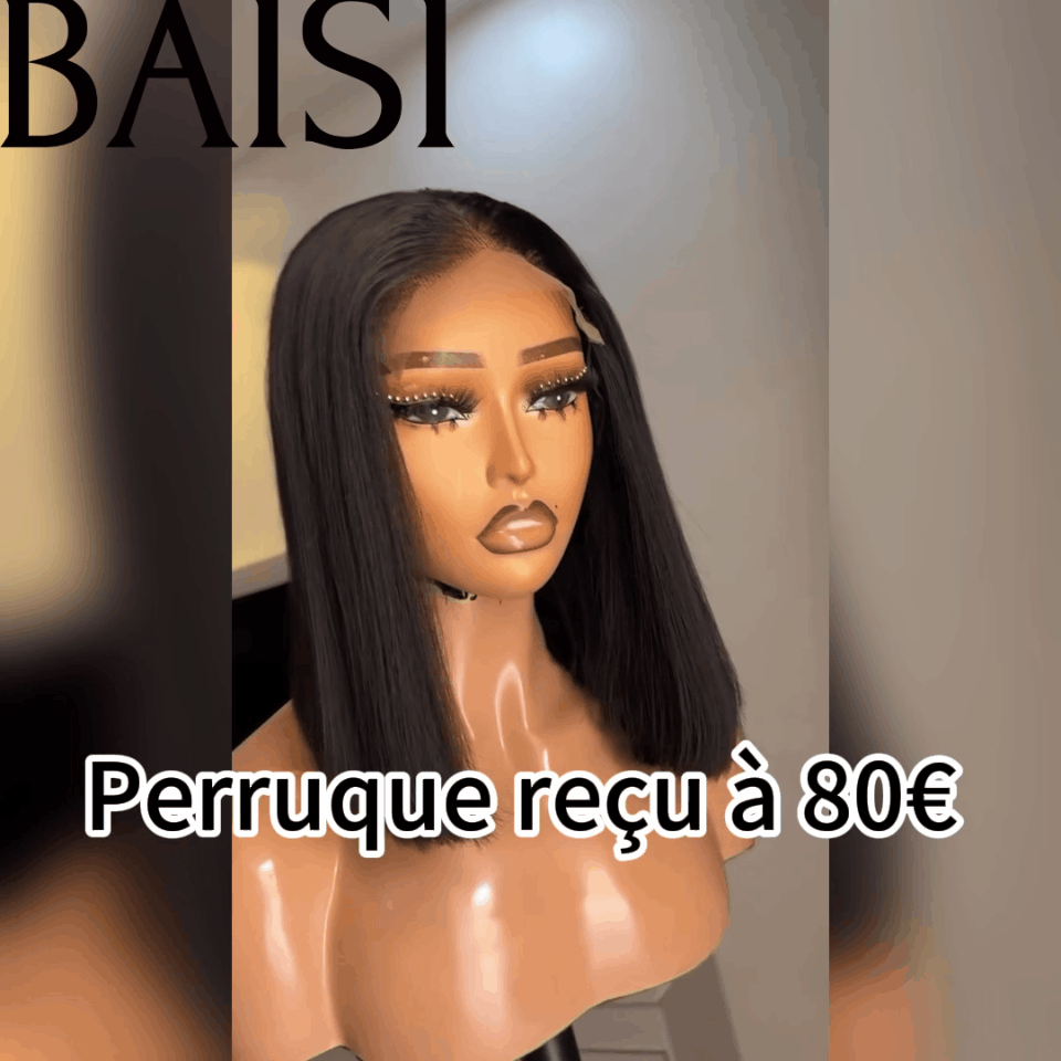 BAISI Grande Promo 4X4 closure Bob Peruca Natural Lisa 8 Polegadas 69€ Em 100% Cabelo Humano