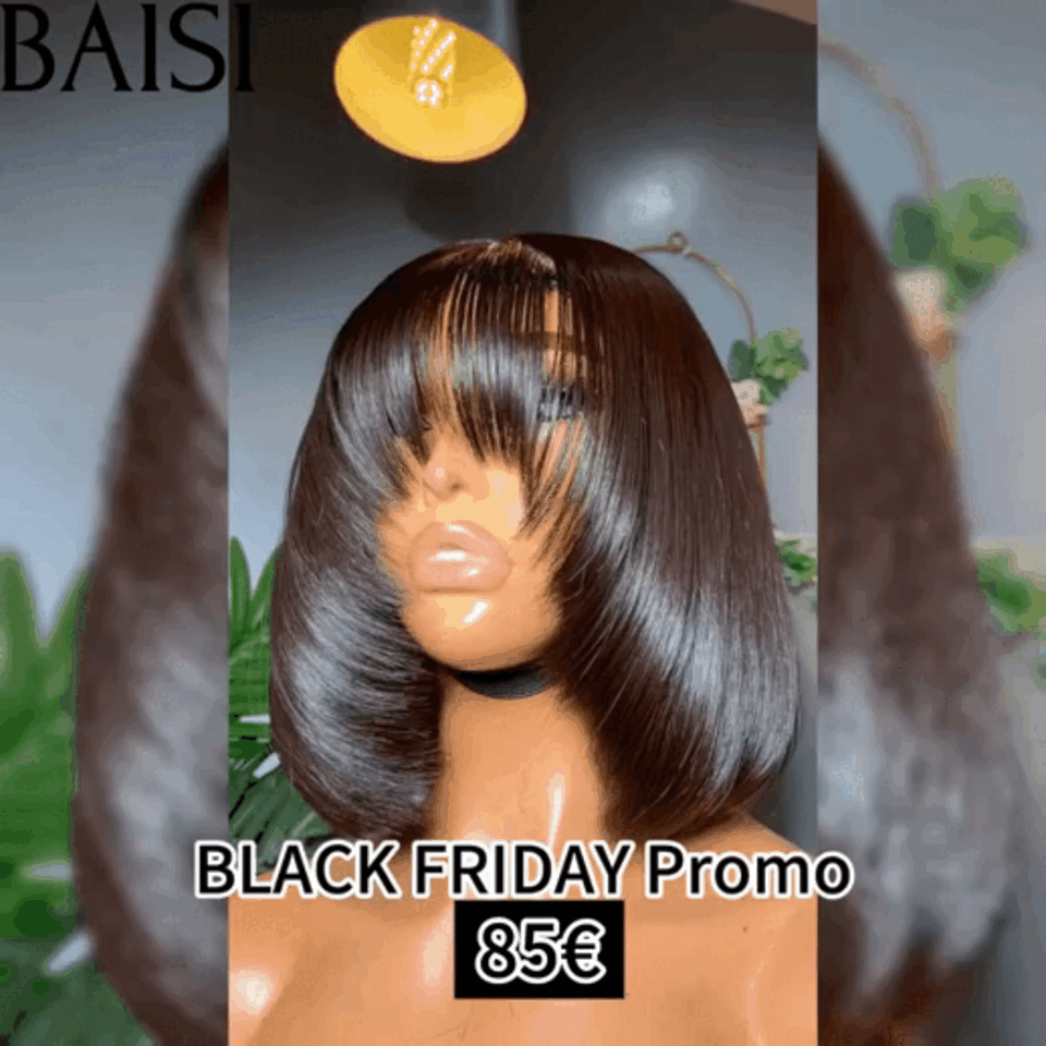 BAISI 15A SDD BONE STRAIGHT bob Luxury Wigs Straight bob without lace with bangs A1 Made by double drawn hair