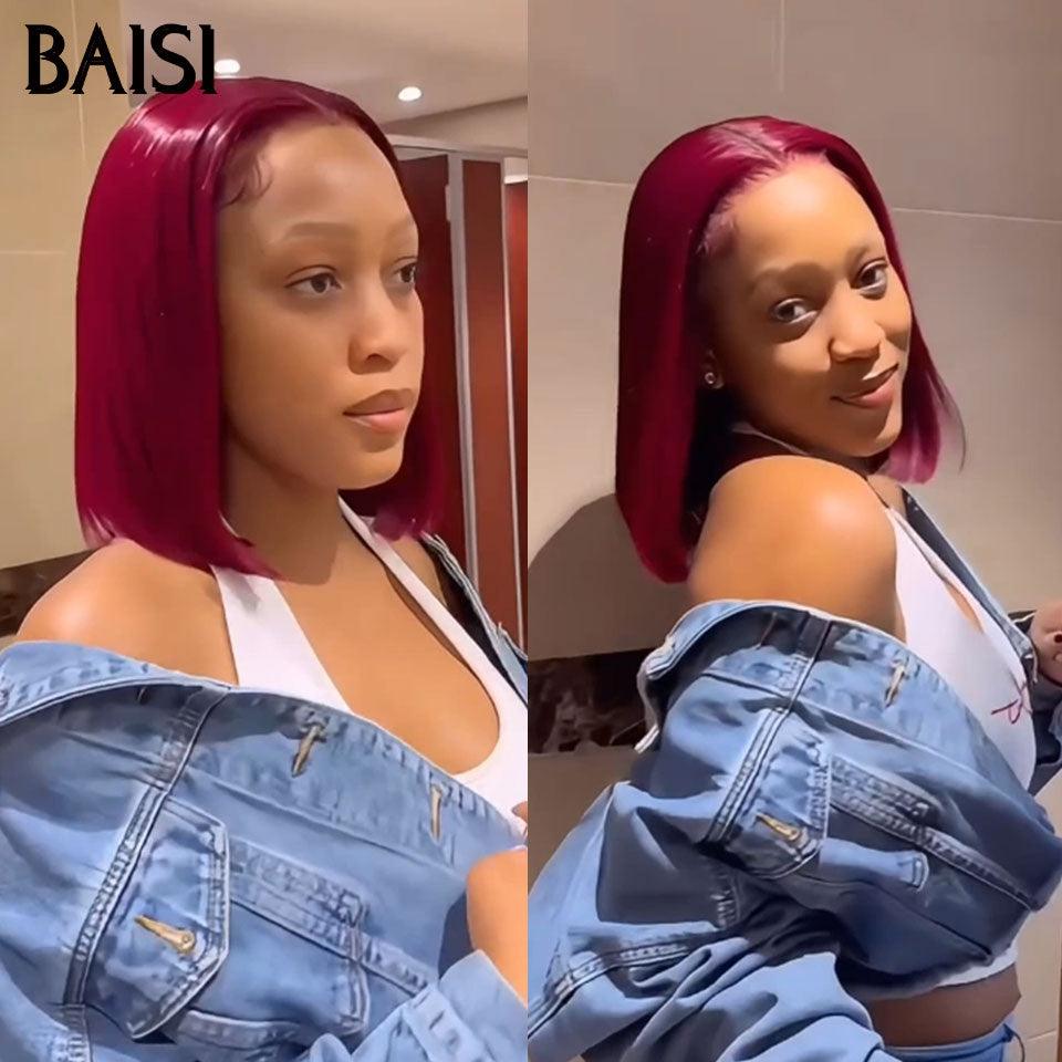 BAISI 3 perruques au choix 199€ 100% vietnam hair ajouter un par un dans le panier prix d'usine fournisseur en France TVA 0€ 48H arrivé 2X6 lace Lisse bob 8 Pouces 9 couleurs différentes  (Pas Besoins De Code)