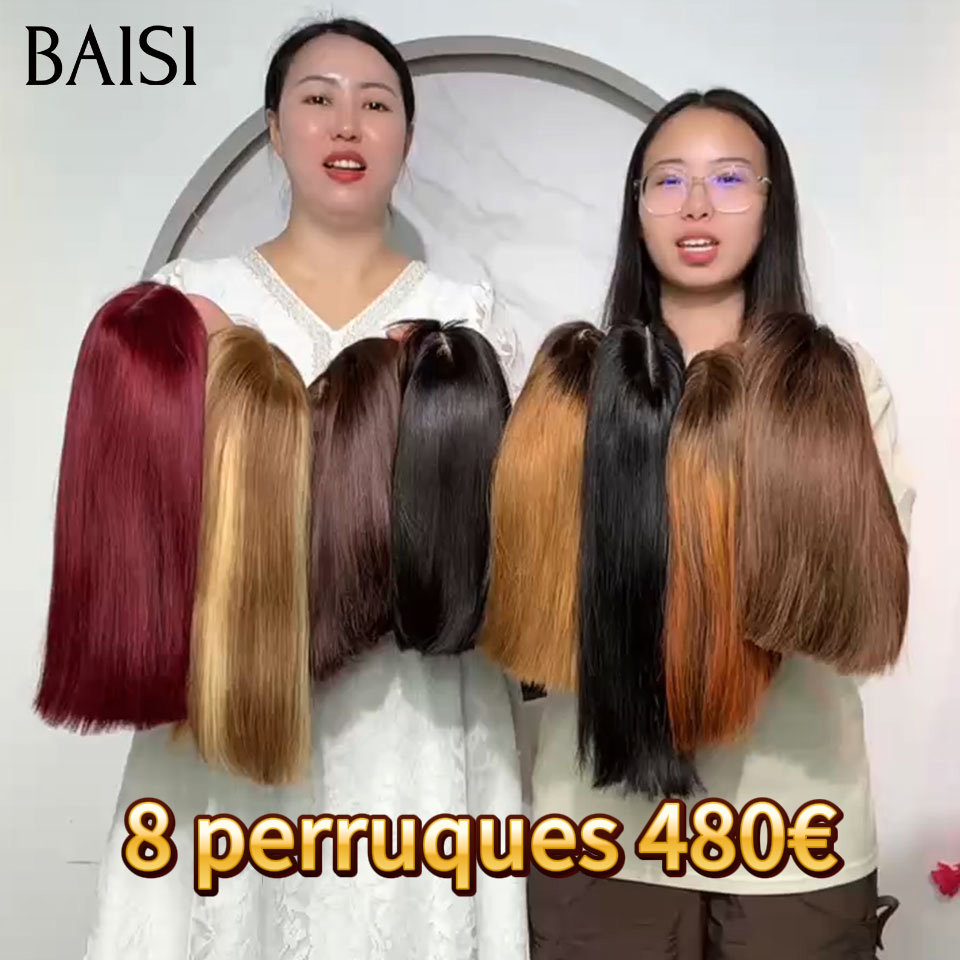BAISI Promotion 8 perruques Prix pour Revendre 480€ Bob lisse 8 couleurs 100% vrais cheveux humains