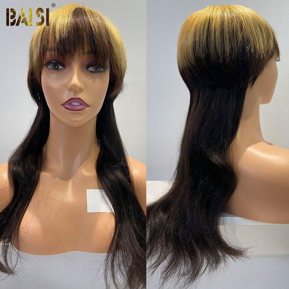 Parrucca BAISI Top Model MULLET stile dritto in colore 1B#4#27 in capelli umani al 100%