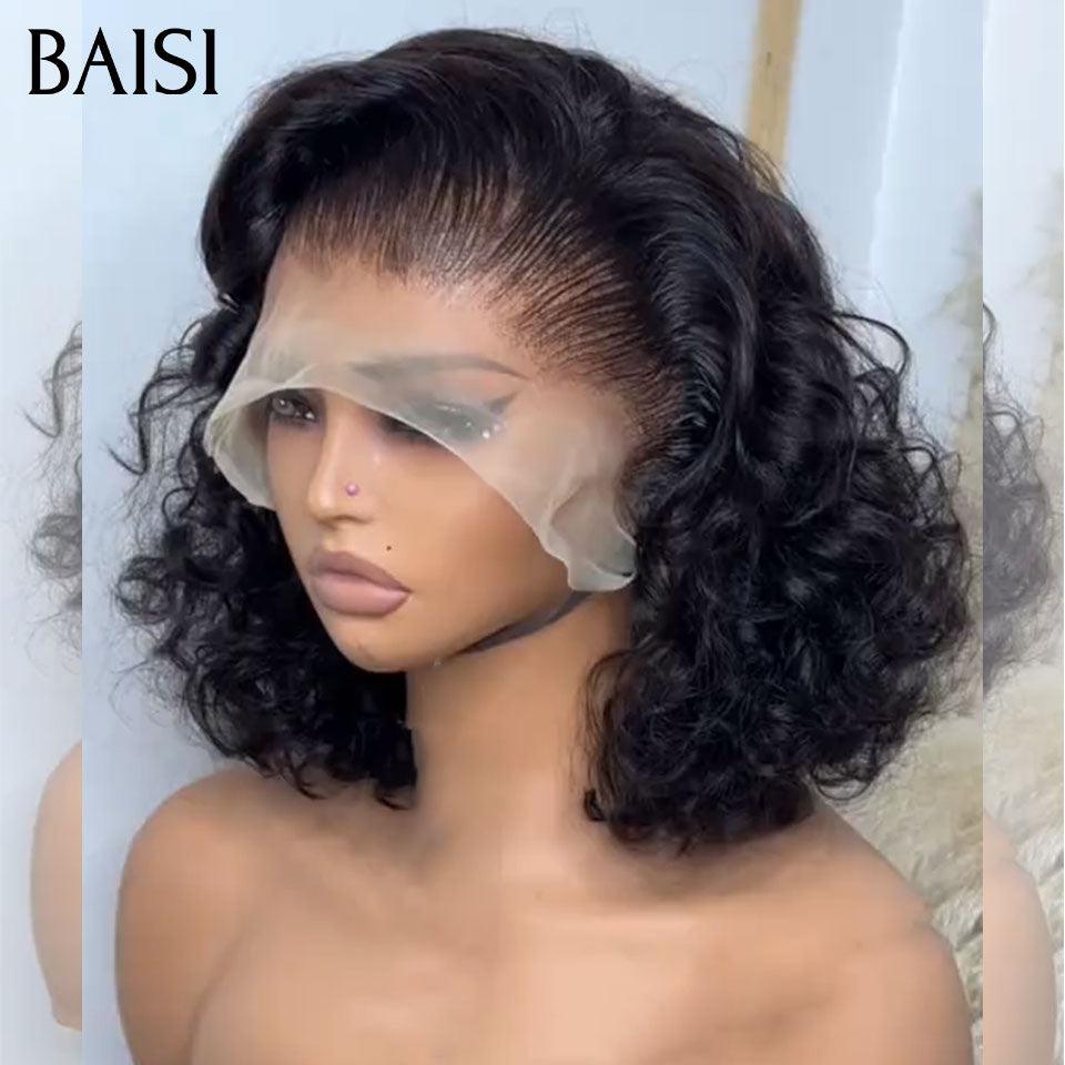 Parrucca frontale in pizzo 13x4 BAISI Onda profonda Castano chiaro in 100% veri capelli umani