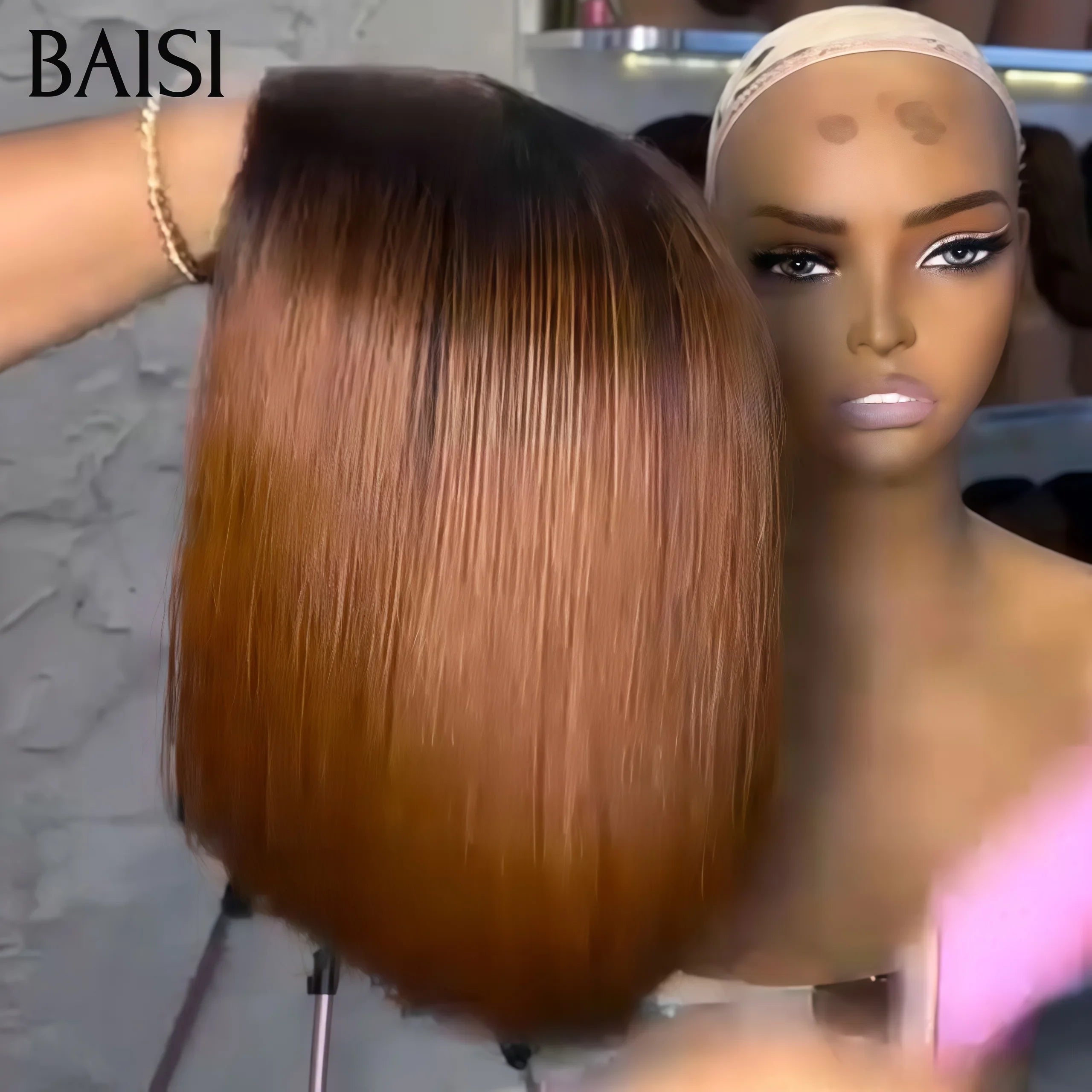 BAISI 2X6 perruque en couleur Marron  Lisse Bob Haute Qualité DE luxe SDD BONE Straight 100% Vietnam Hair en 100% Cheveux Humains MP50