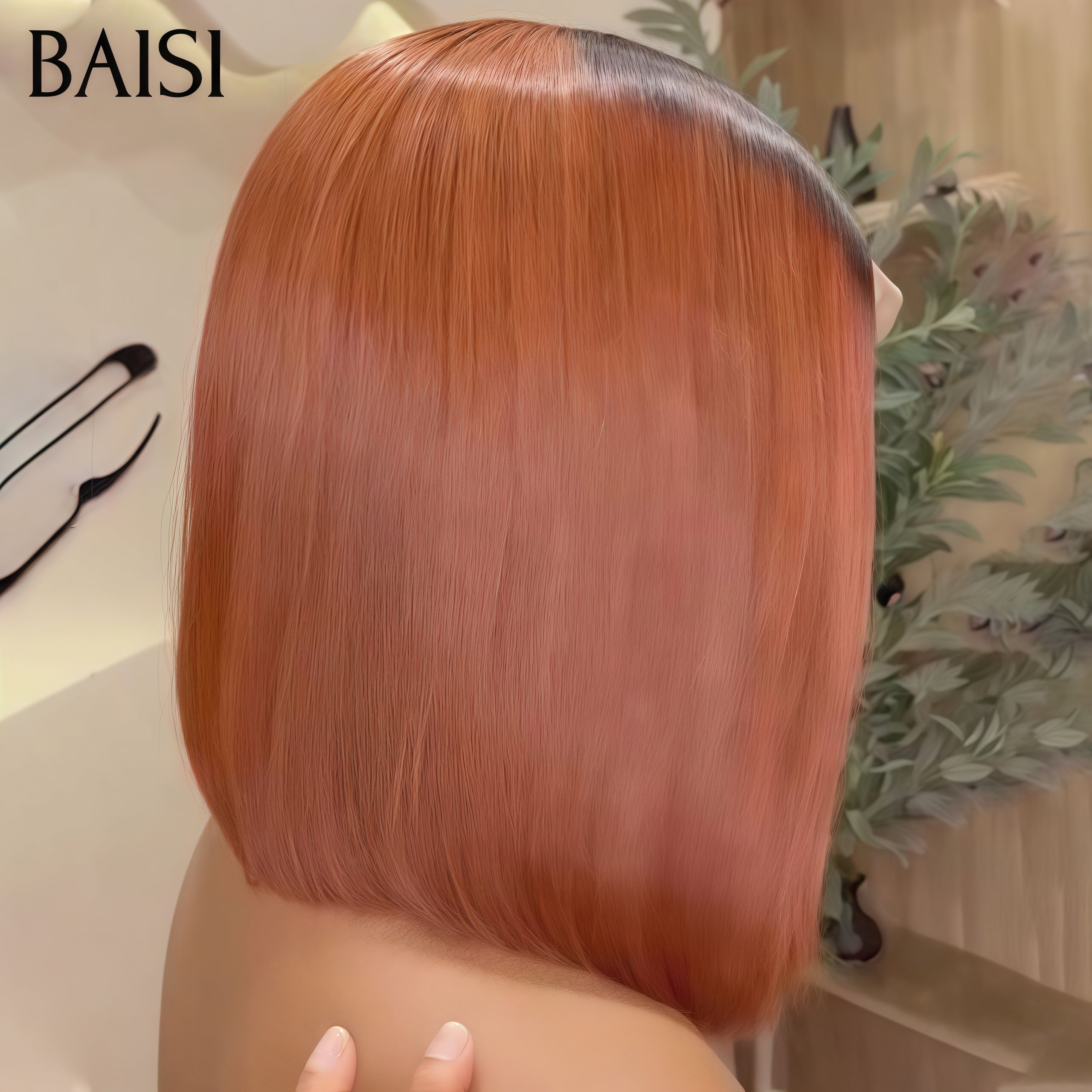 BAISI lace Perruque Lisse Couleurs personnalisées 4T30# Marron 10 Pouces Closure 75€  en 100% Cheveux Humains