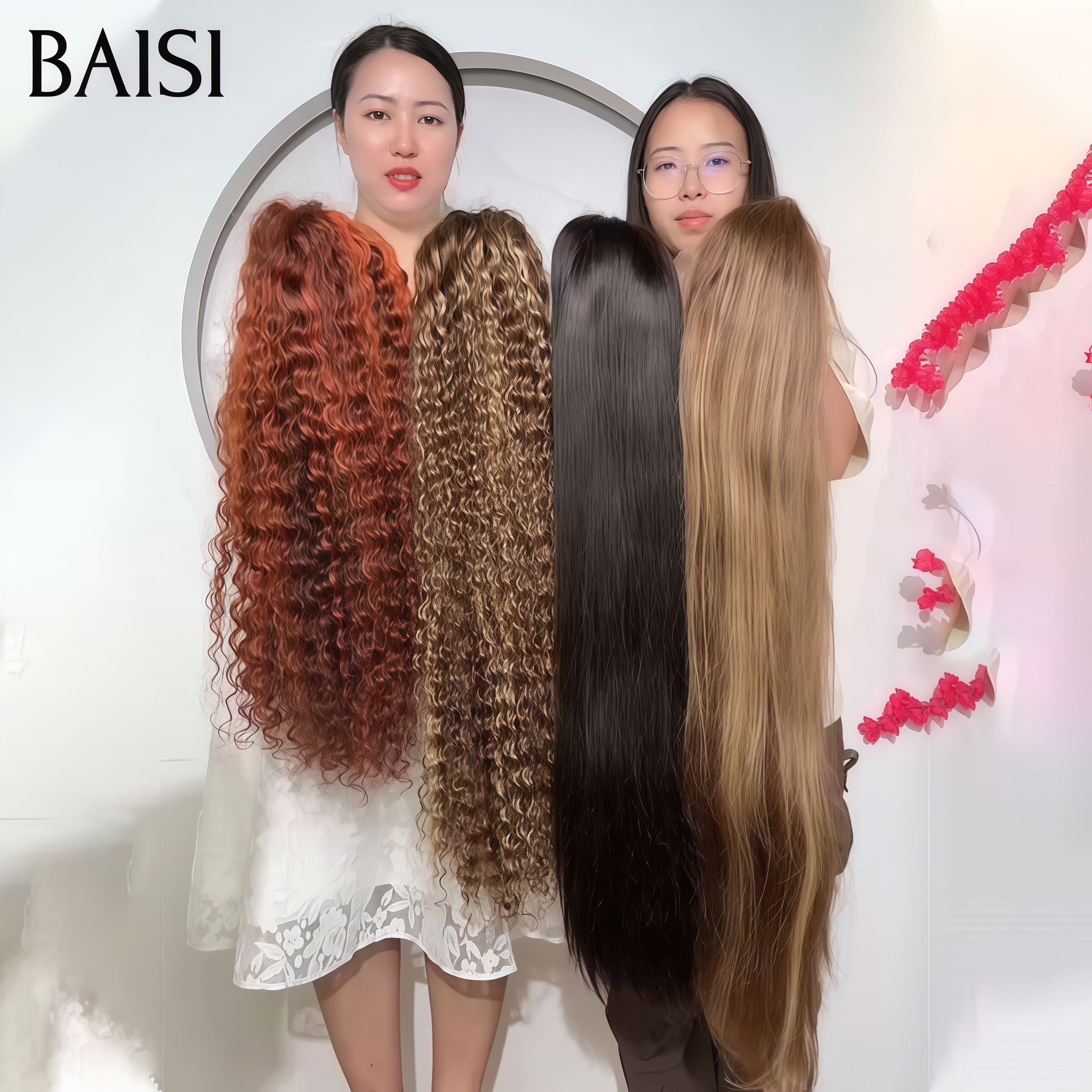 BAISI Promotion 4 perruques Vente en gros 499€ LONGUES 4 styles de perruques différents 100% vrais cheveux humains