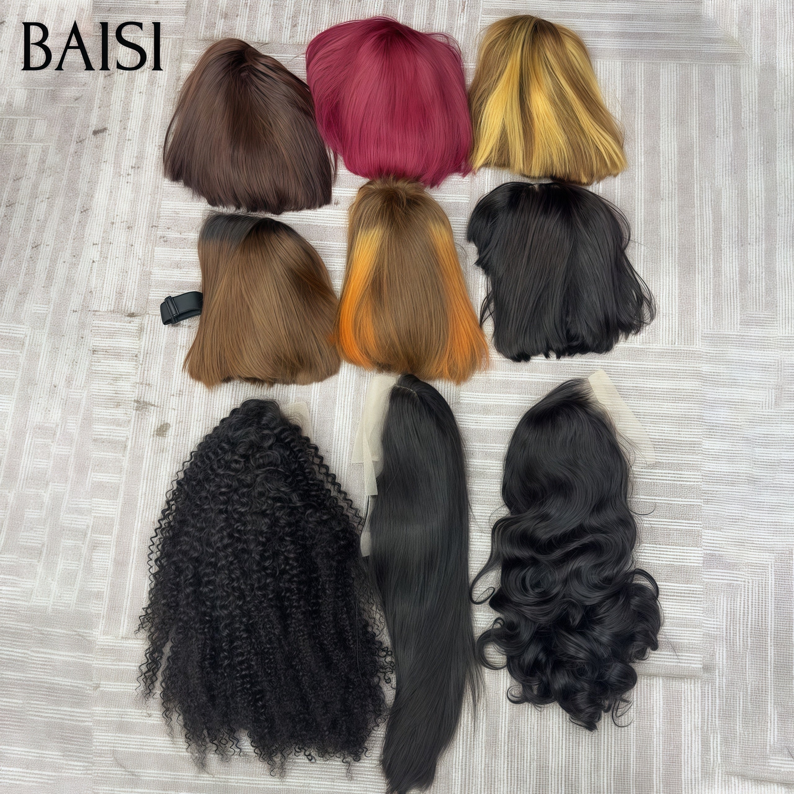 BAISI Lot de 19 perruques+1 Gratuite = 20 perruques 999€ Flash Offer PROMOTION styles de perruques différents pixie ou Lisse ou curly wave ou Body wave en 100% vrais cheveux humains FR40