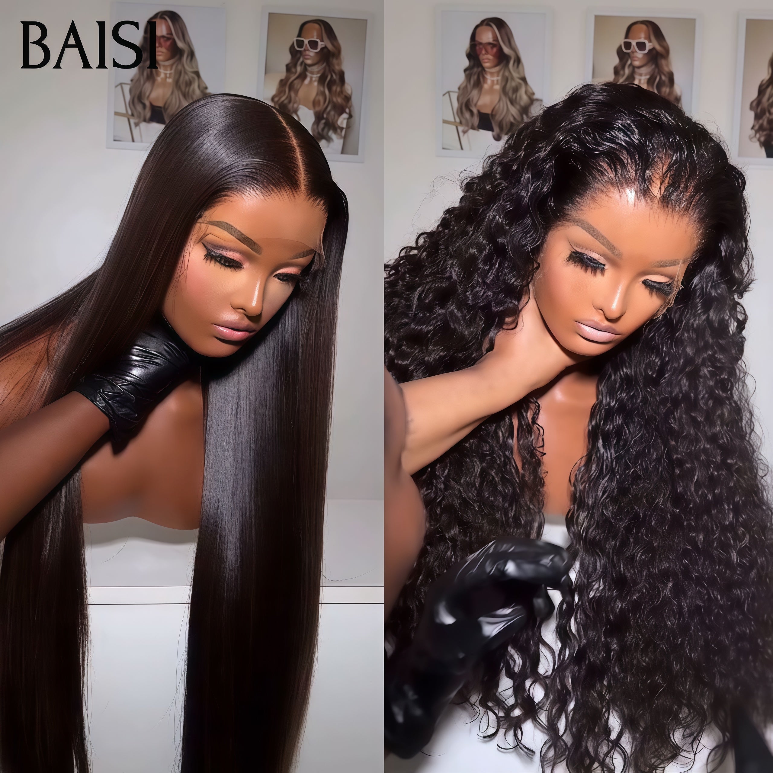BAISI 2 perruques 330€ 13X4 lace frontal curly wave et 4X4 lace closure Lisse 30 Pouces en 100% cheveux humains à moitié prix  mp50
