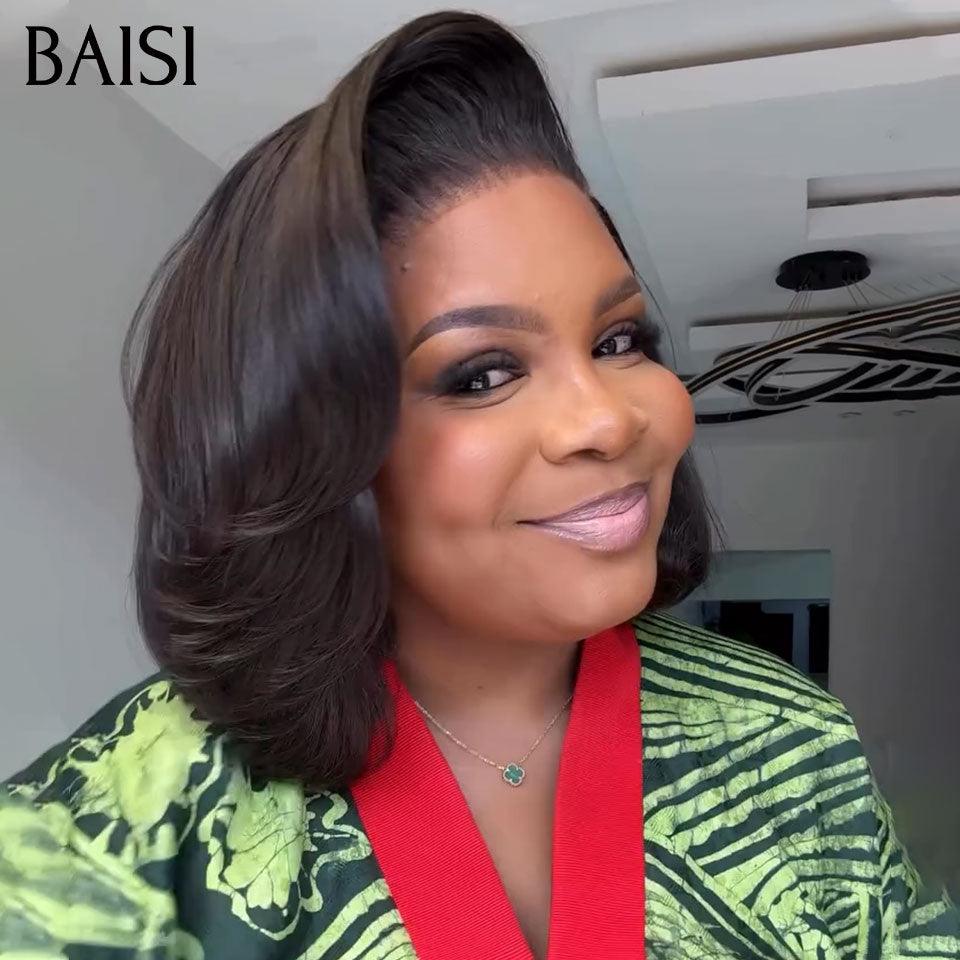 BAISI  2 Perruques pour revendre 198€ 13X4 bob Lisse 8 pouces en couleur NOIR et blonde en 100% vrais cheveux humains