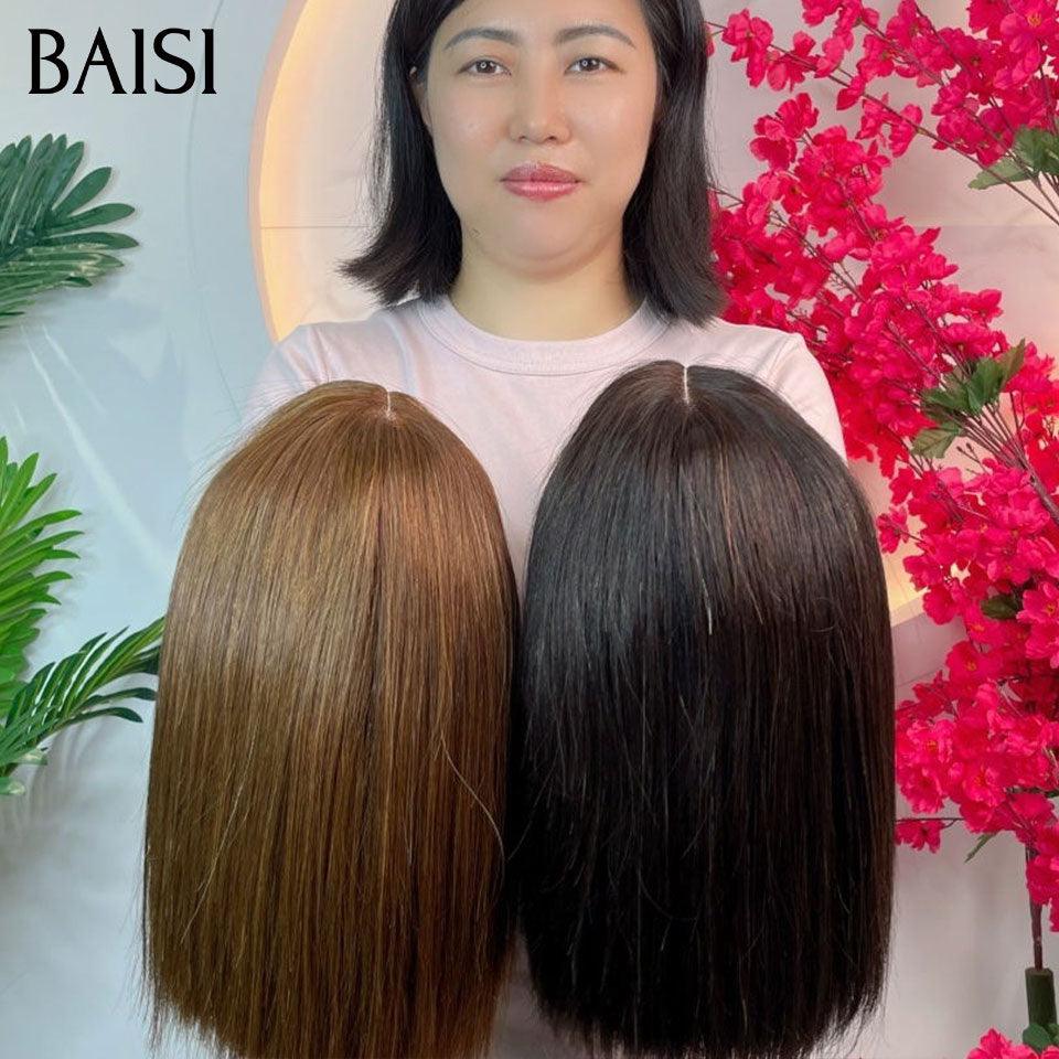 BAISI Promoção limitada: compre 1 + 1 grátis, renda lisa 2x6 de 10 polegadas castanho e preto ou 2 perucas por 119€ em 100% cabelo humano verdadeiro